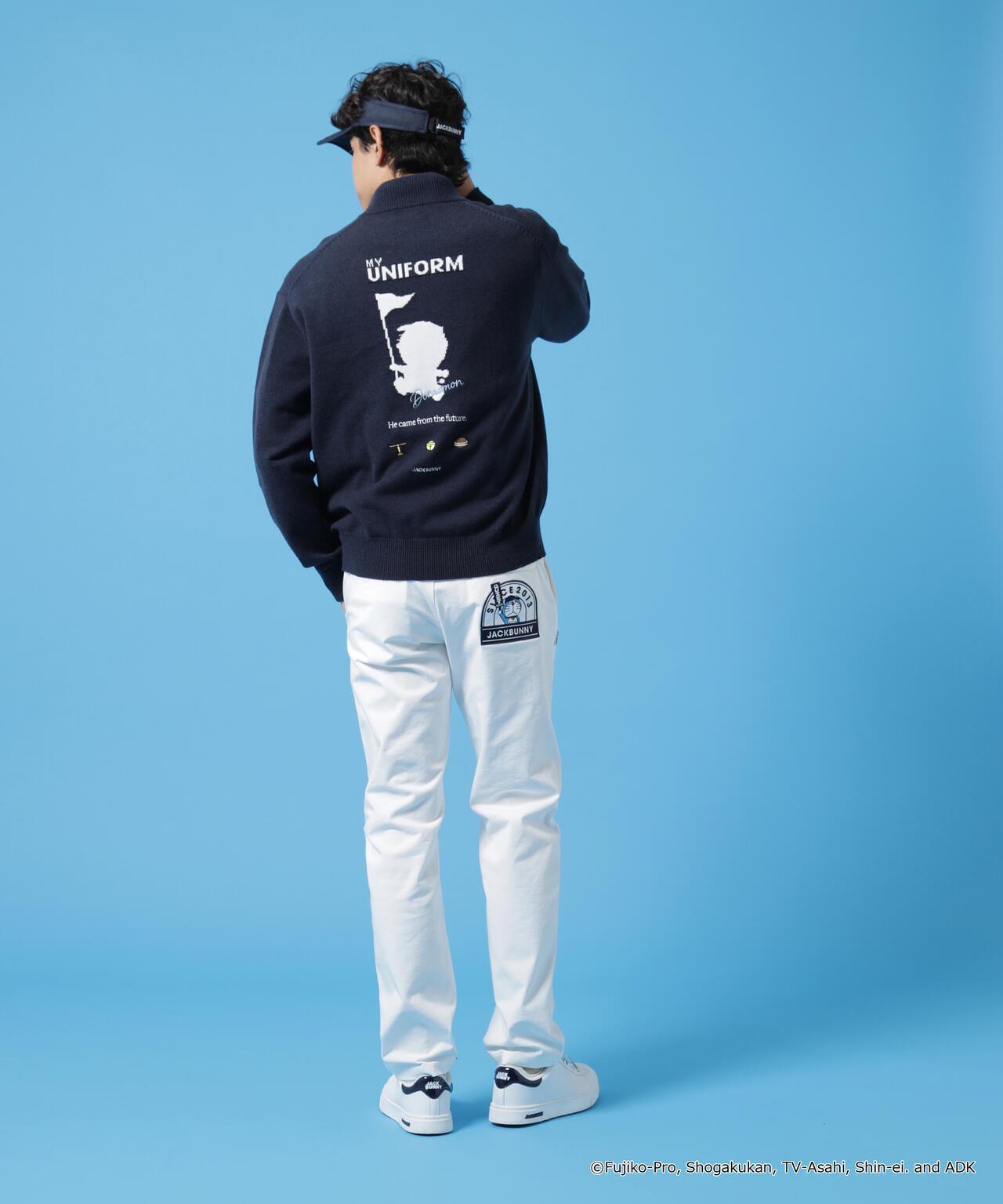 ドラえもん】ダブルジャガードハーフジップニットプルオーバー