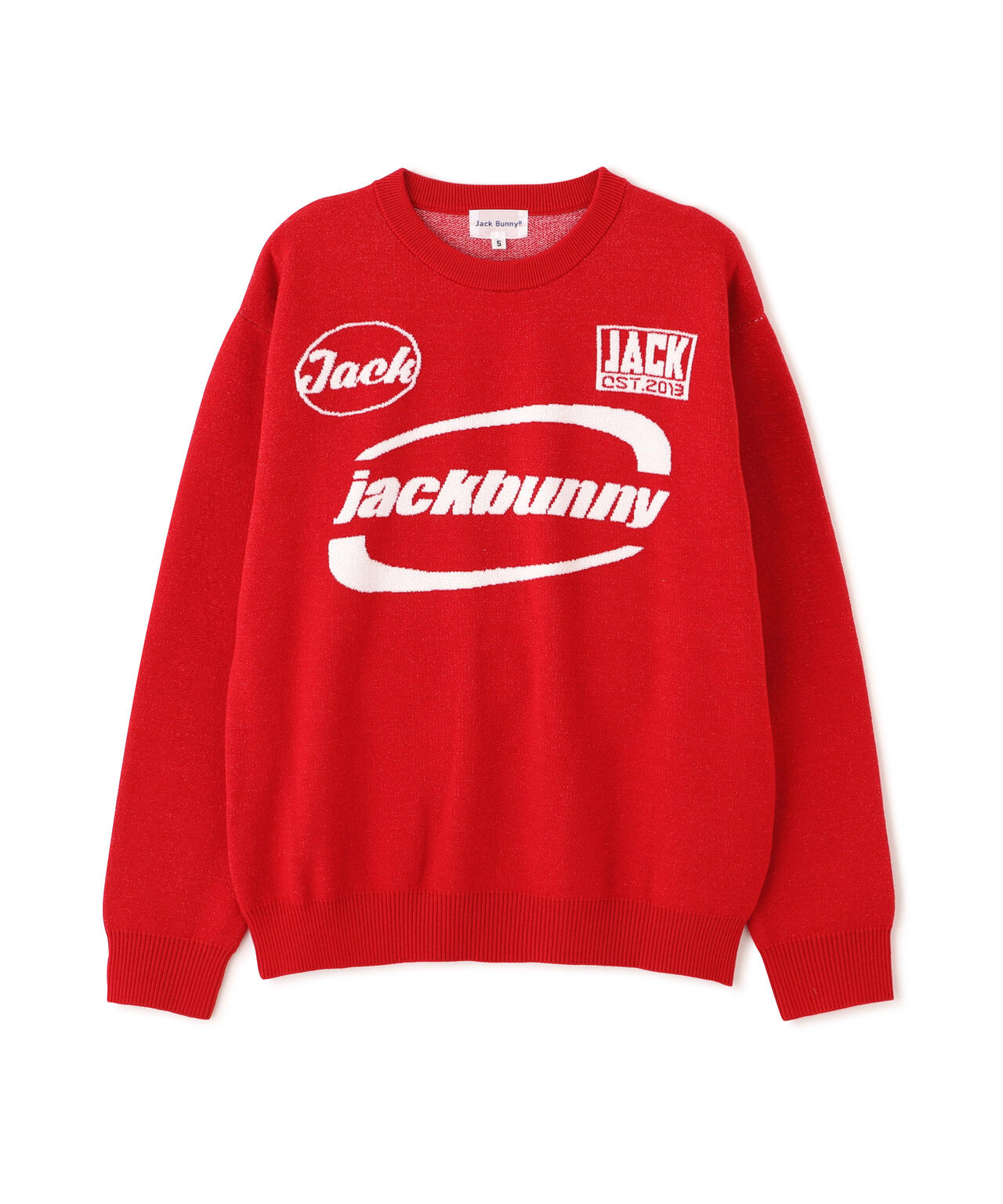 ★美品★Jack Bunny!!　ジャガードタートルネックプルオーバー　1 佐久間朱莉プロコラボカラーあり】12Gダブルジャガードクルーネック