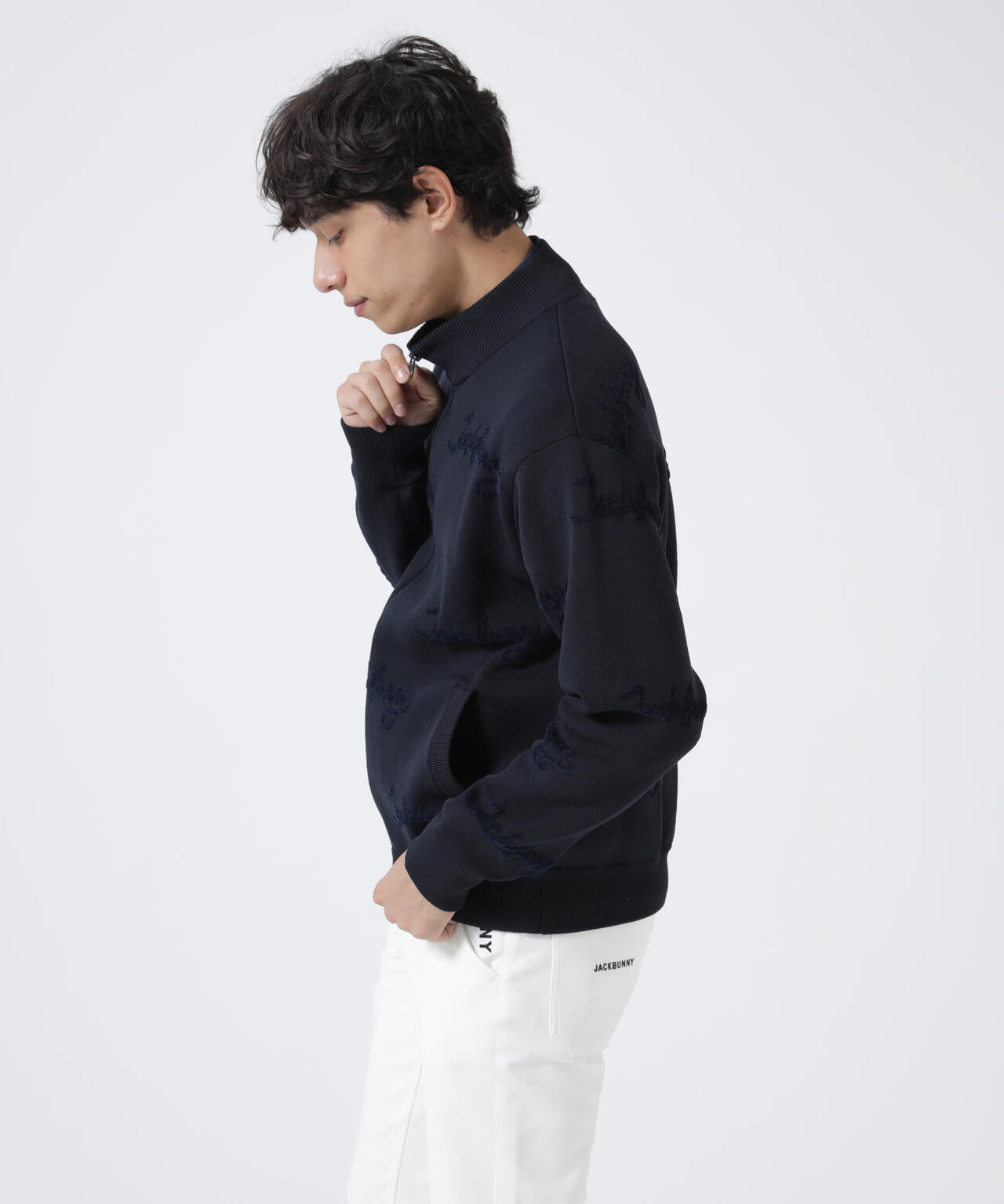 12Gダブルジャガード フルジップアップニット