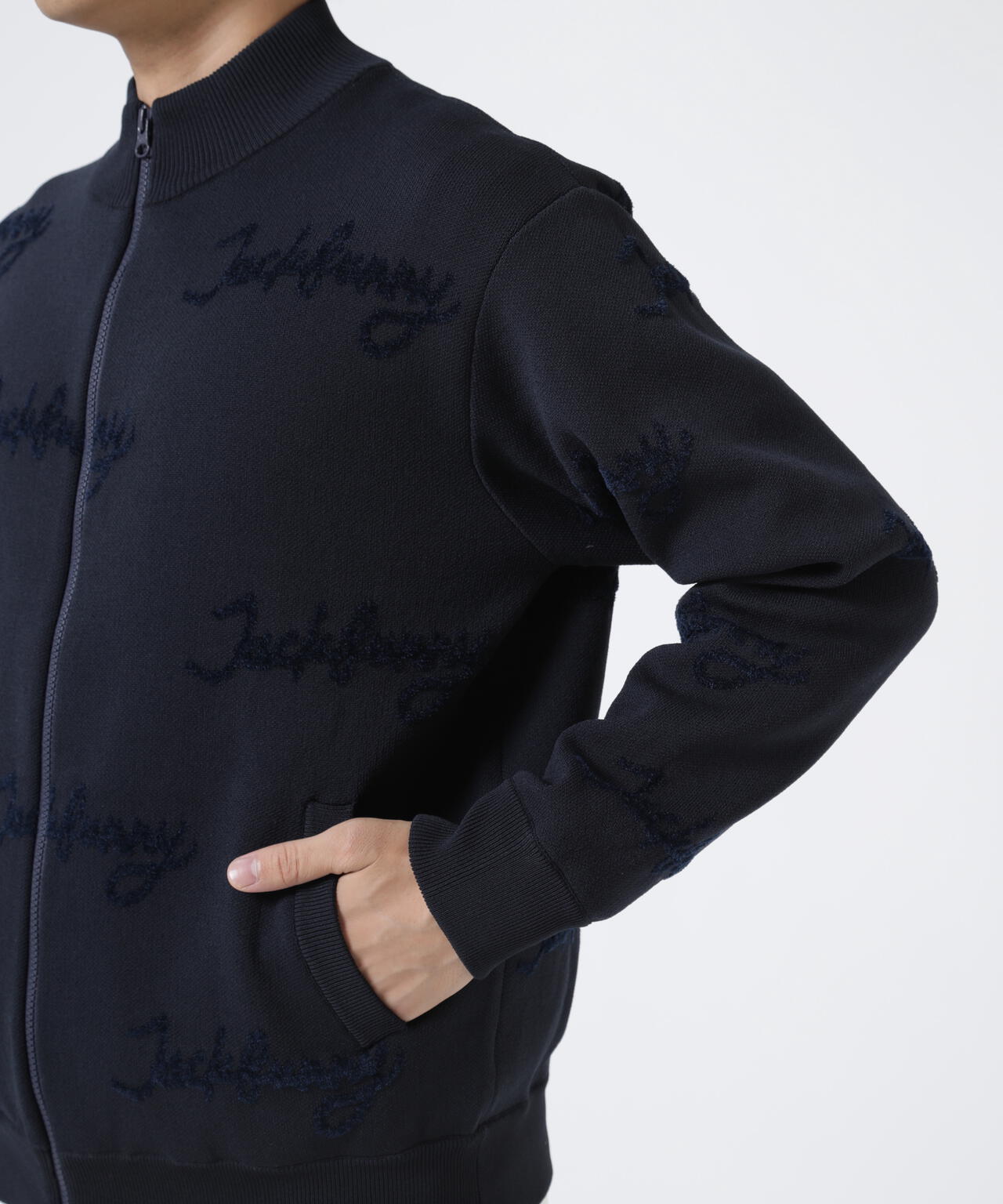 12Gダブルジャガード フルジップアップニット