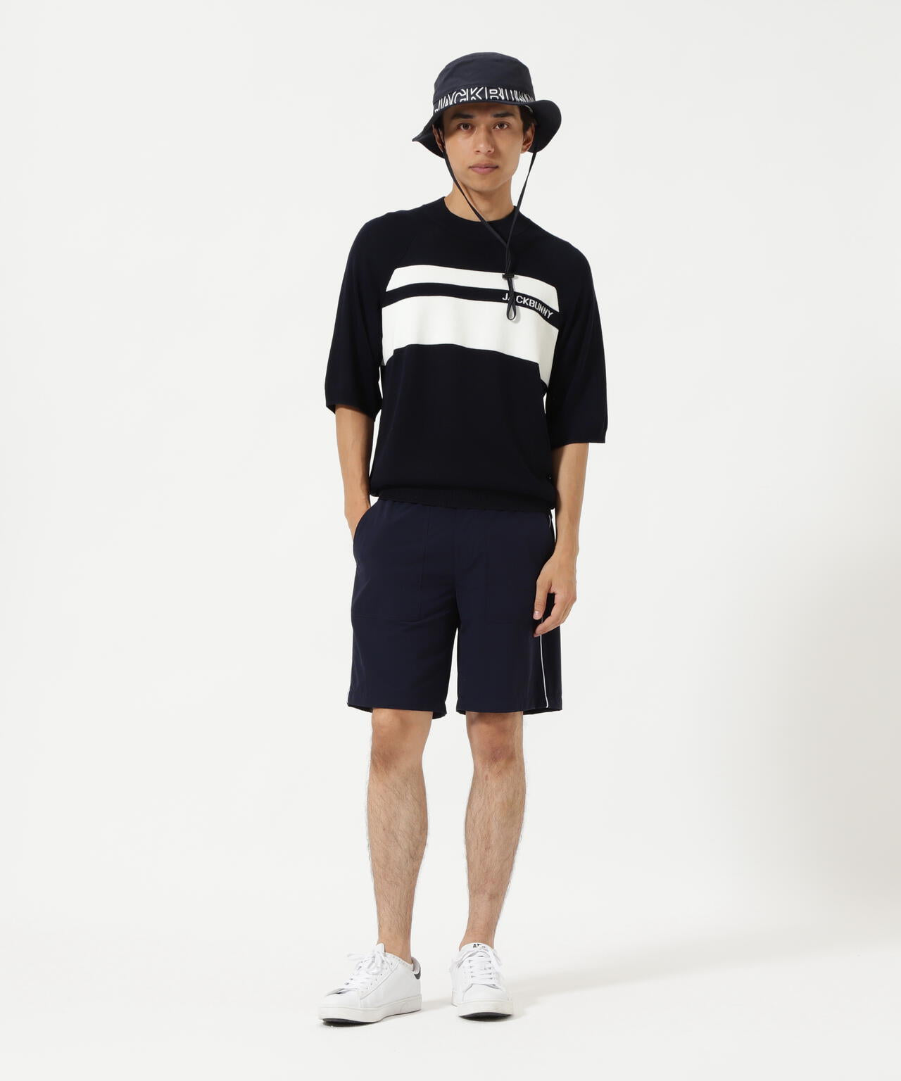 半袖モックネックニットプルオーバー