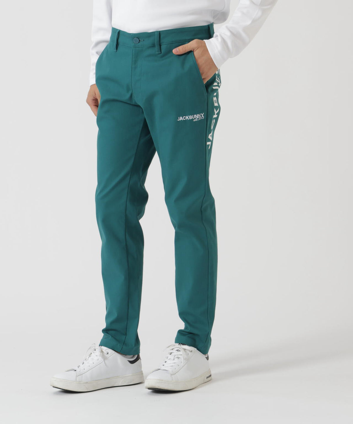ジャックバニー ハーフパンツ ネイビー×白×レッド 総柄 ストレッチ 