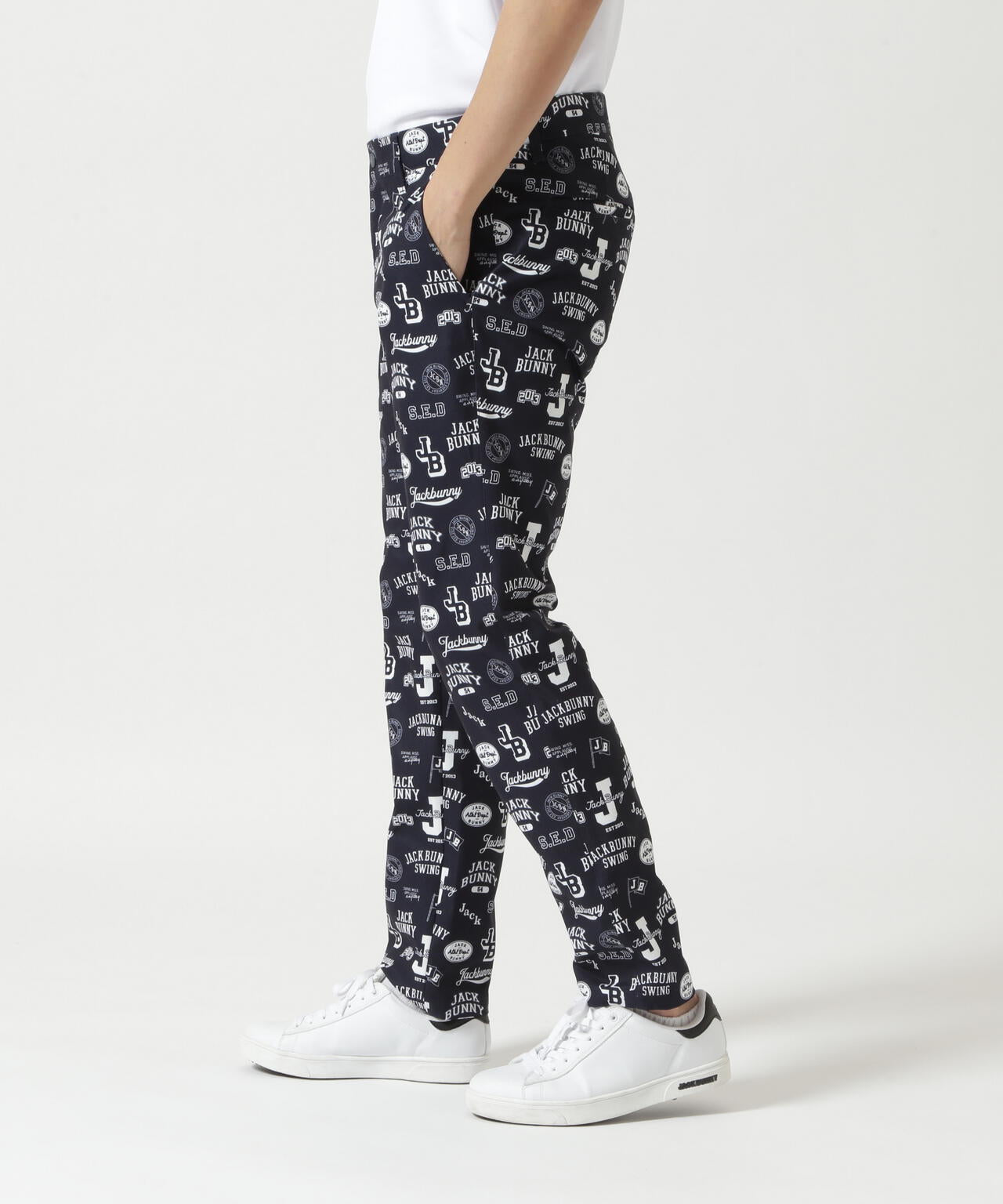 5番/新品定価17600円ジャックバニー　メンズ　秋冬　ストレッチロングパンツ PEストレッチロゴプリントロングパンツ | Jack Bunny!!（ジャック