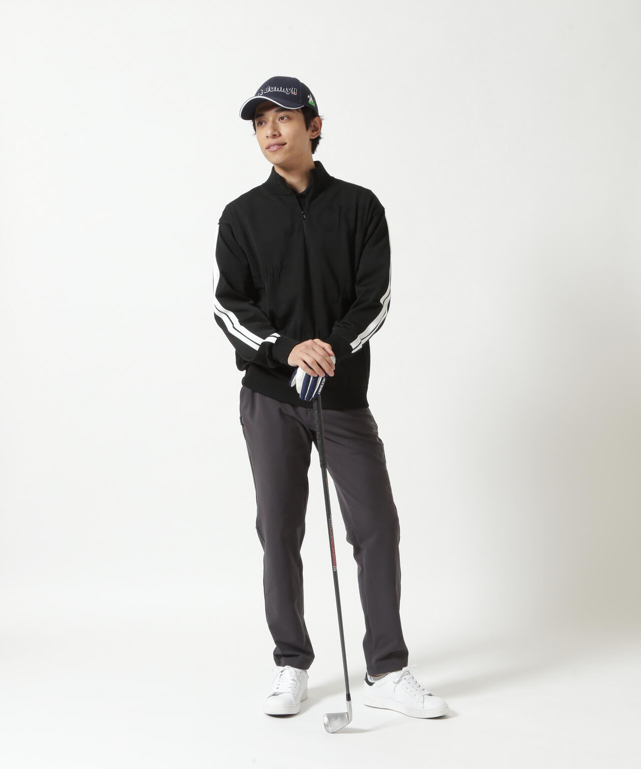 【一部店舗&公式オンライン限定】イージーケアPEロゴカノコハーフジップニットブルゾン