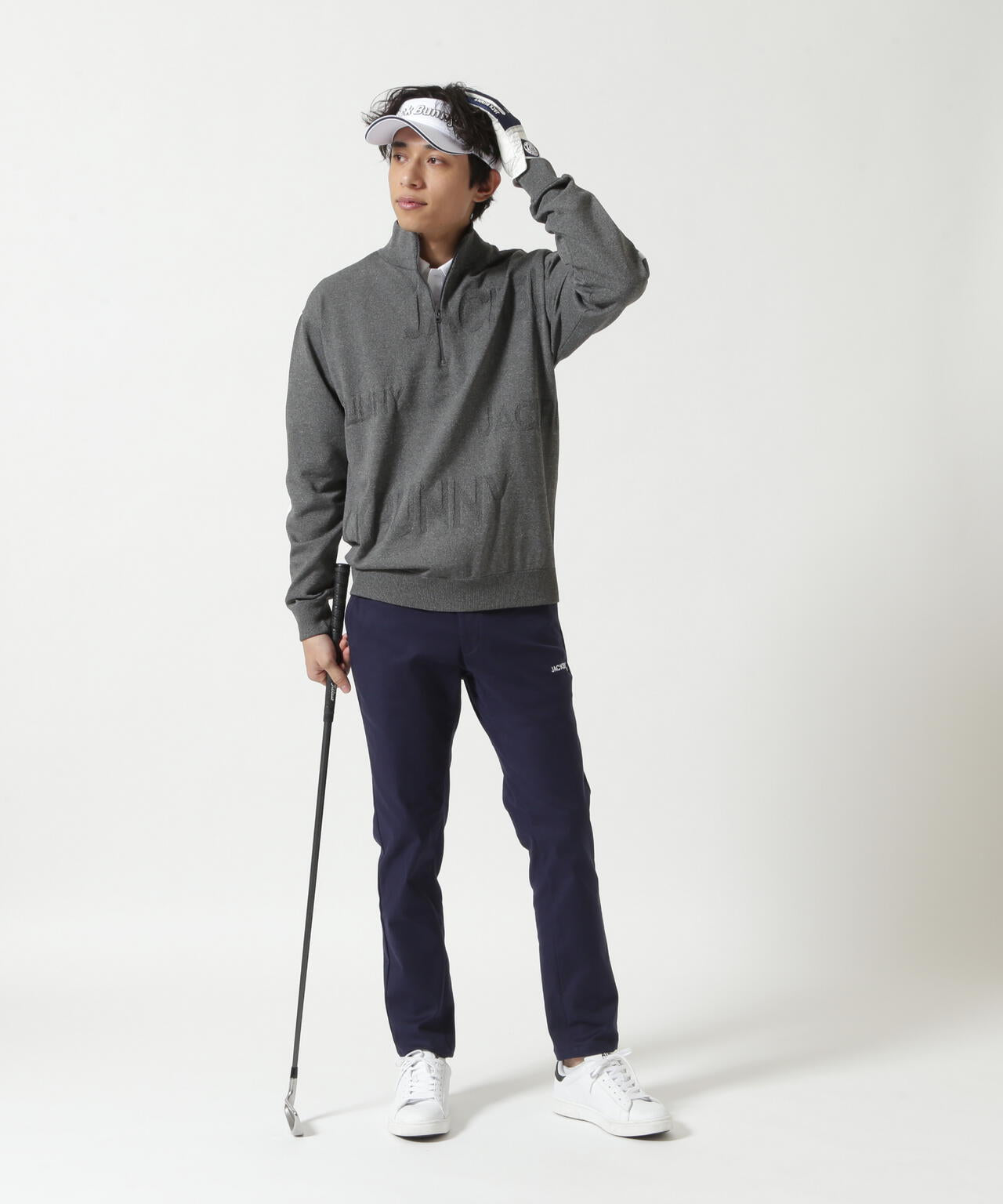 【一部店舗&公式オンライン限定】イージーケアPEロゴカノコハーフジップニットブルゾン