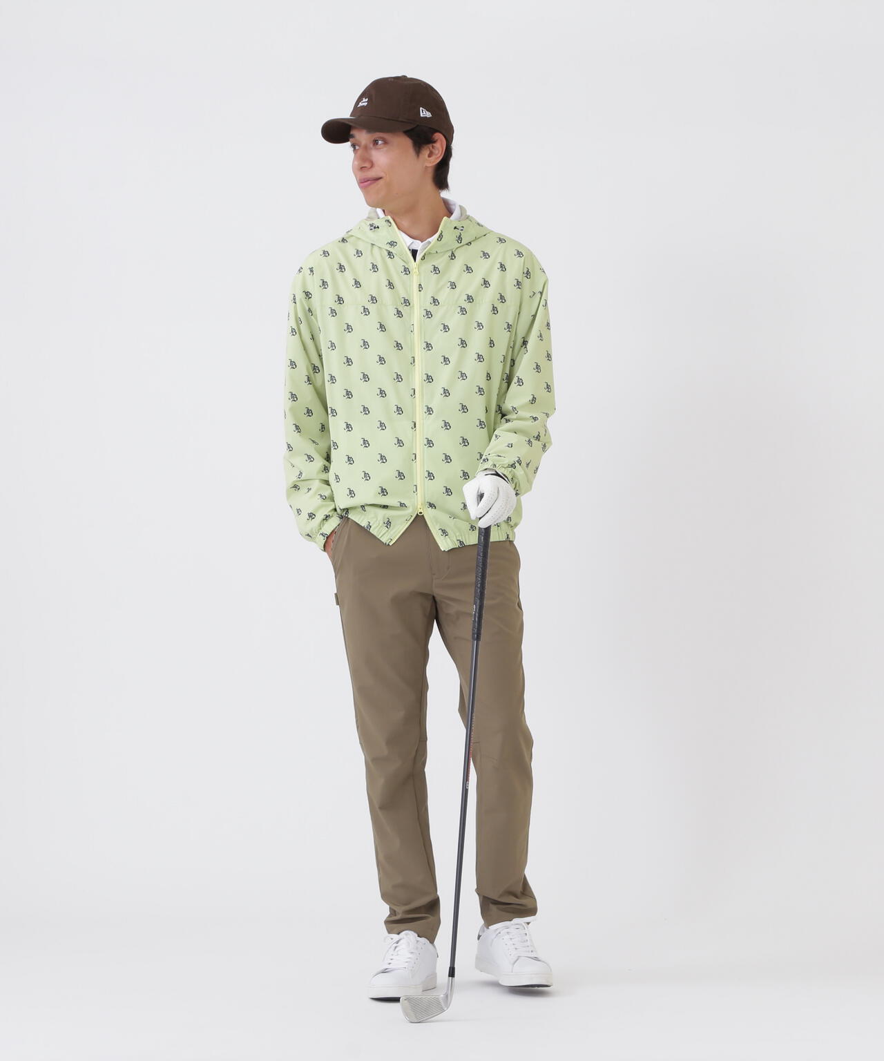 ゴシックロゴプリント裏メッシュフーディブルゾン (MENS)