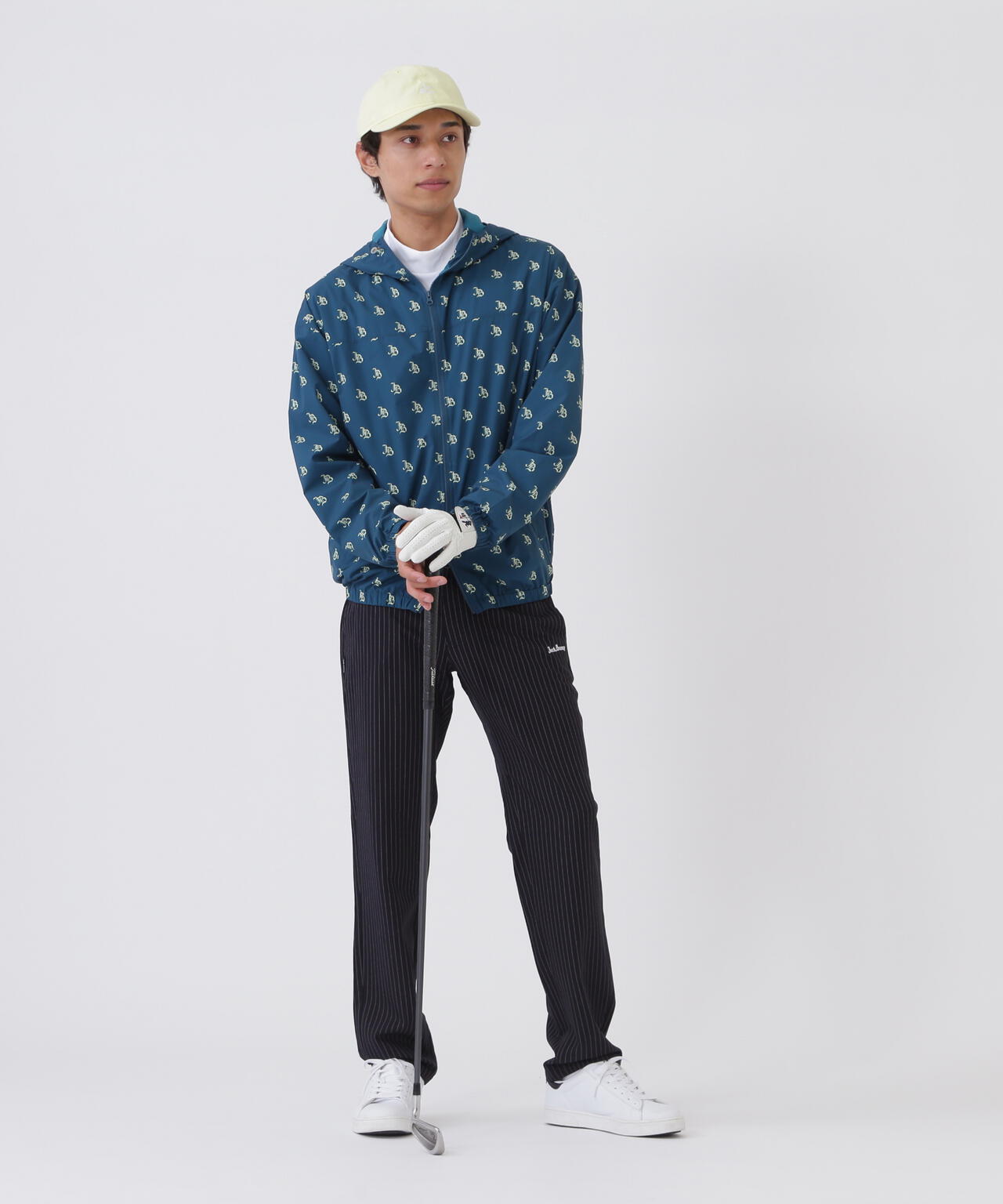 ゴシックロゴプリント裏メッシュフーディブルゾン (MENS)
