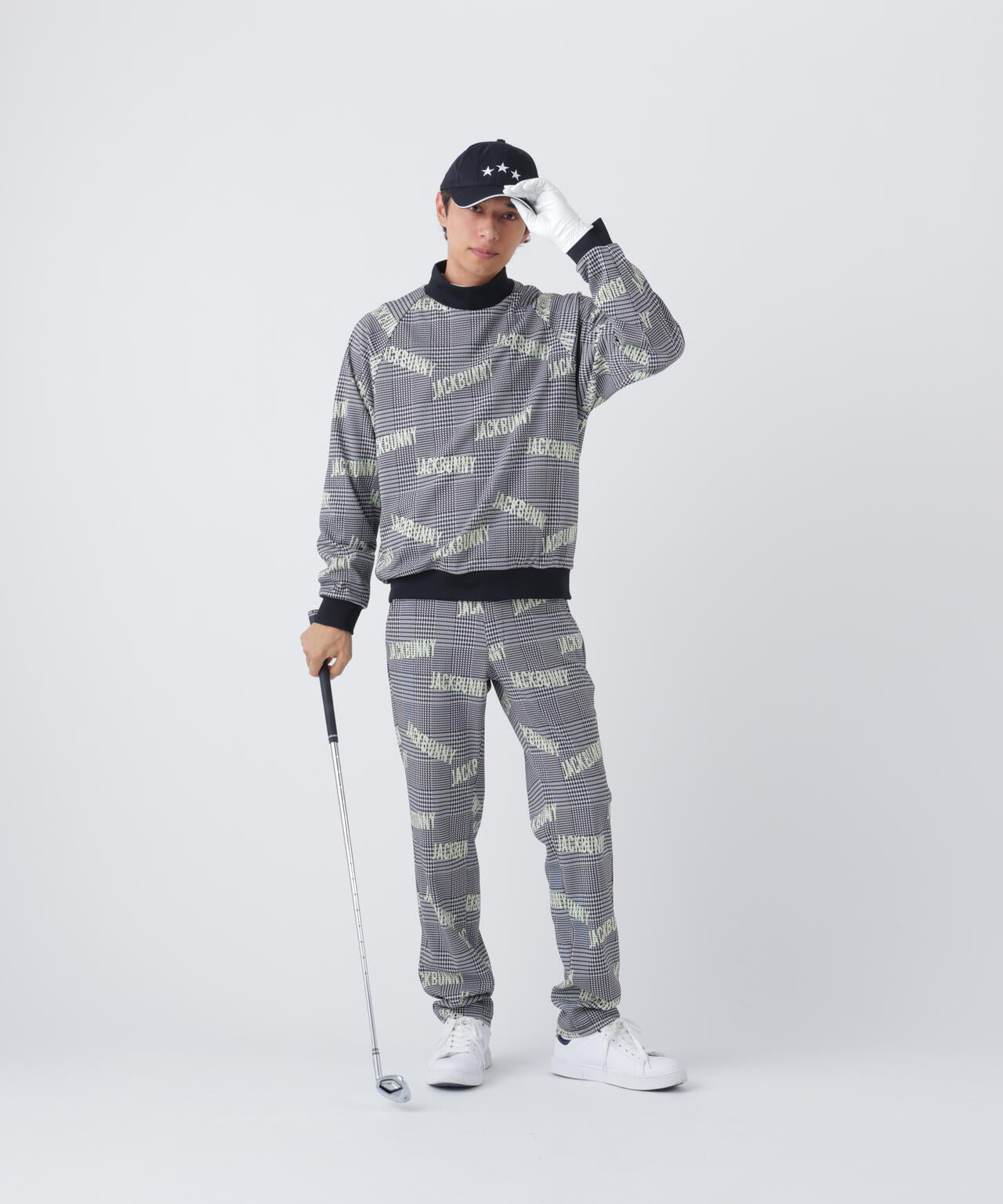 グレンチェックジャガード長袖モックネック (MENS) | Jack Bunny
