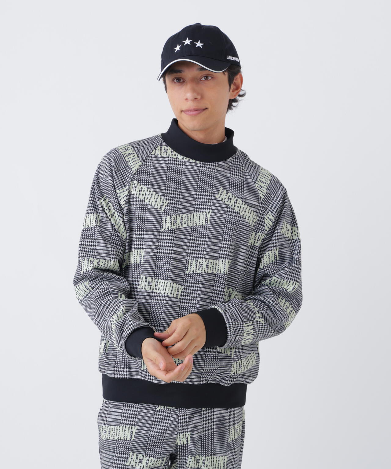 グレンチェックジャガード長袖モックネック (MENS) | Jack Bunny