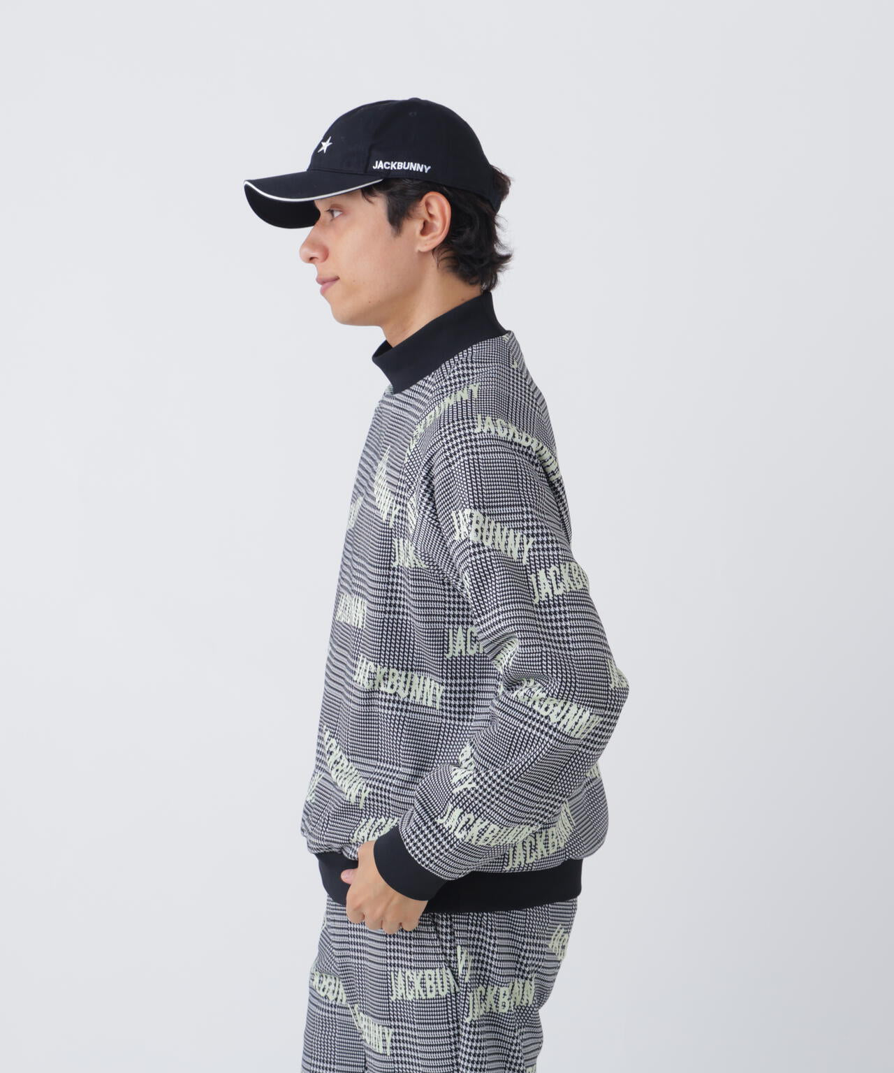 グレンチェックジャガード長袖モックネック (MENS) | Jack Bunny