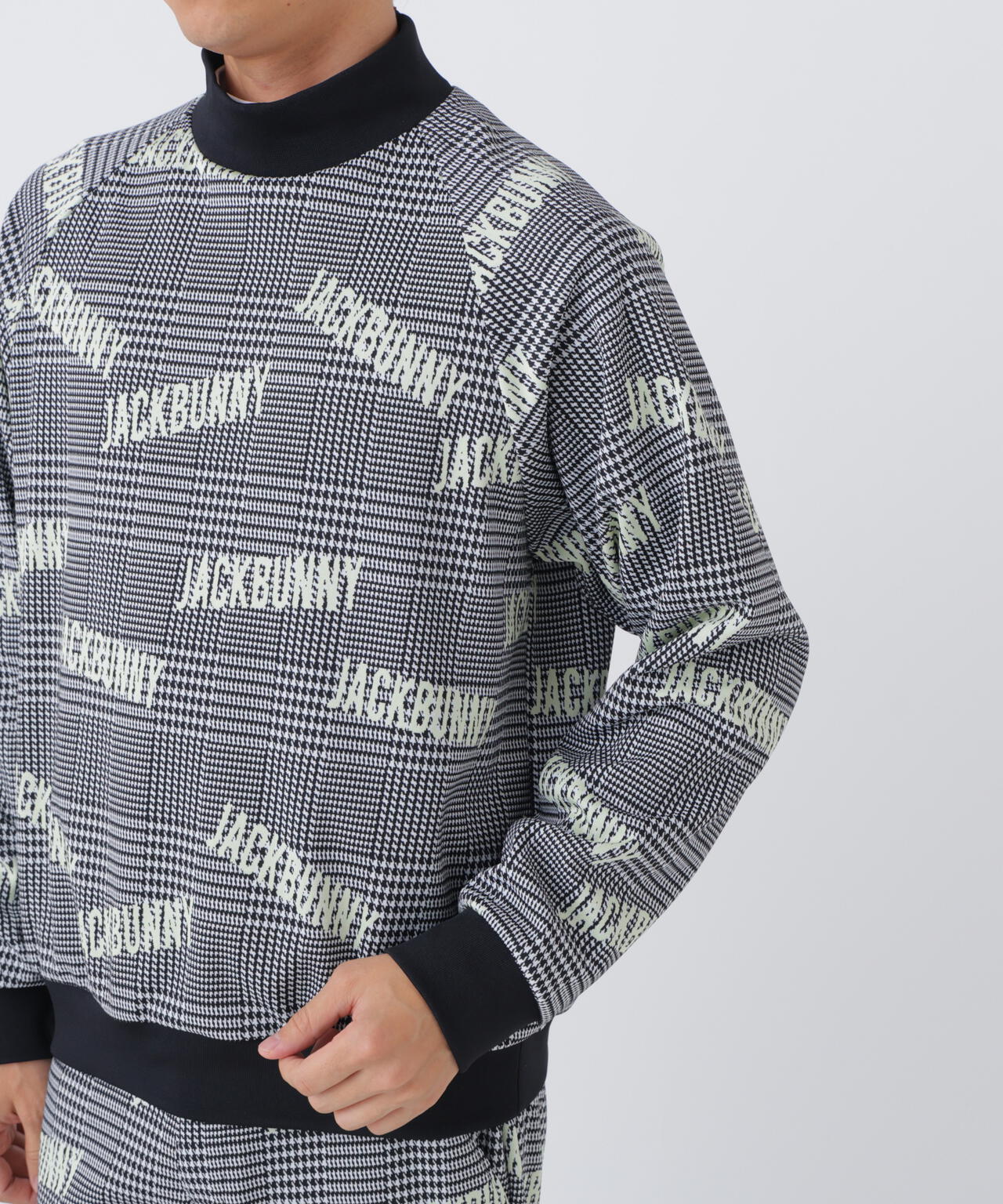 ★新品★2025年モデル Jack Bunny　モックネック　サイズ　0 グレンチェックジャガード長袖モックネック (MENS) | Jack Bunny