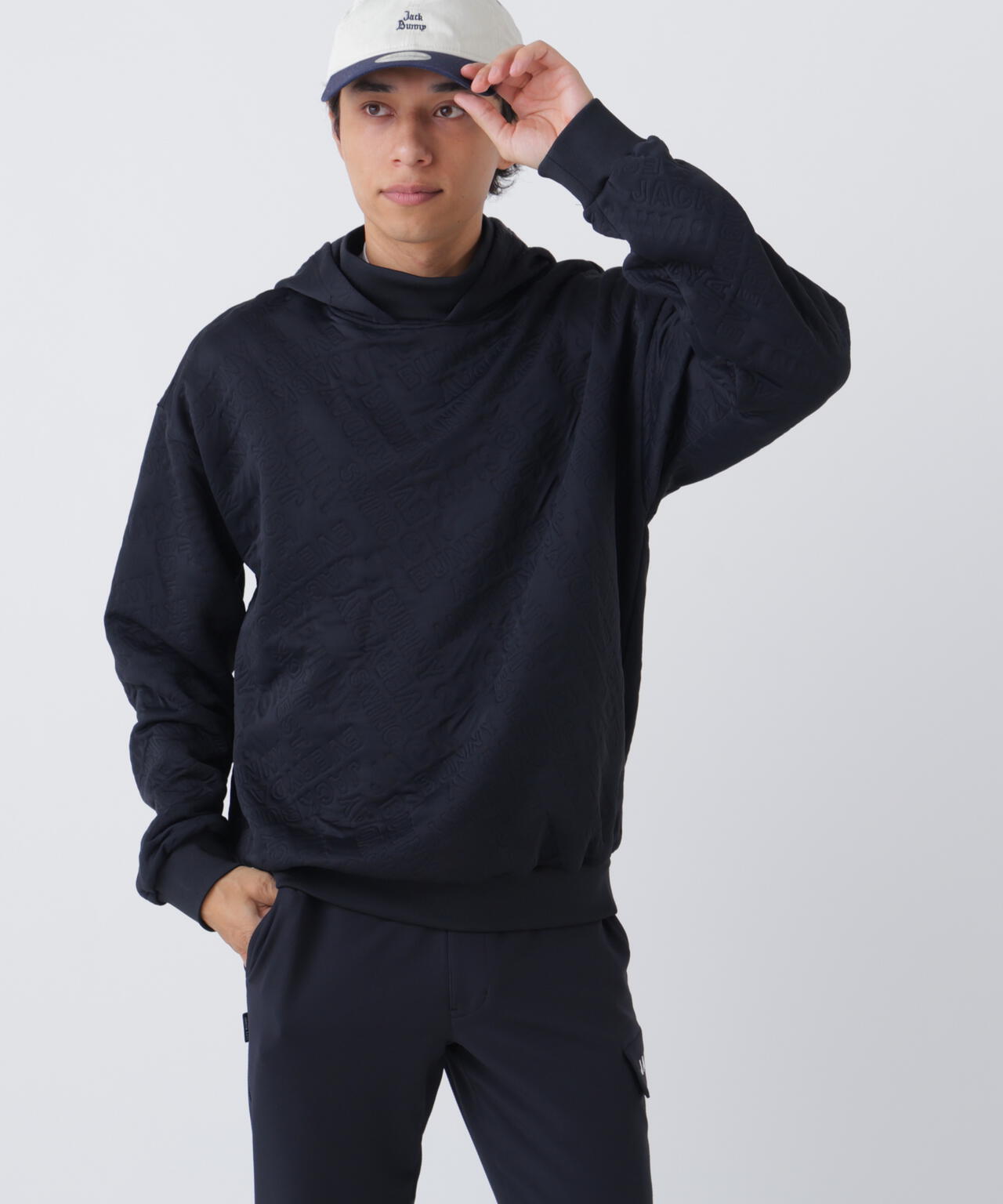 ロゴキルトジャージモックネックパーカー (MENS) | Jack Bunny ロゴキルトジャージモックネックパーカー (MENS) | Jack Bunny