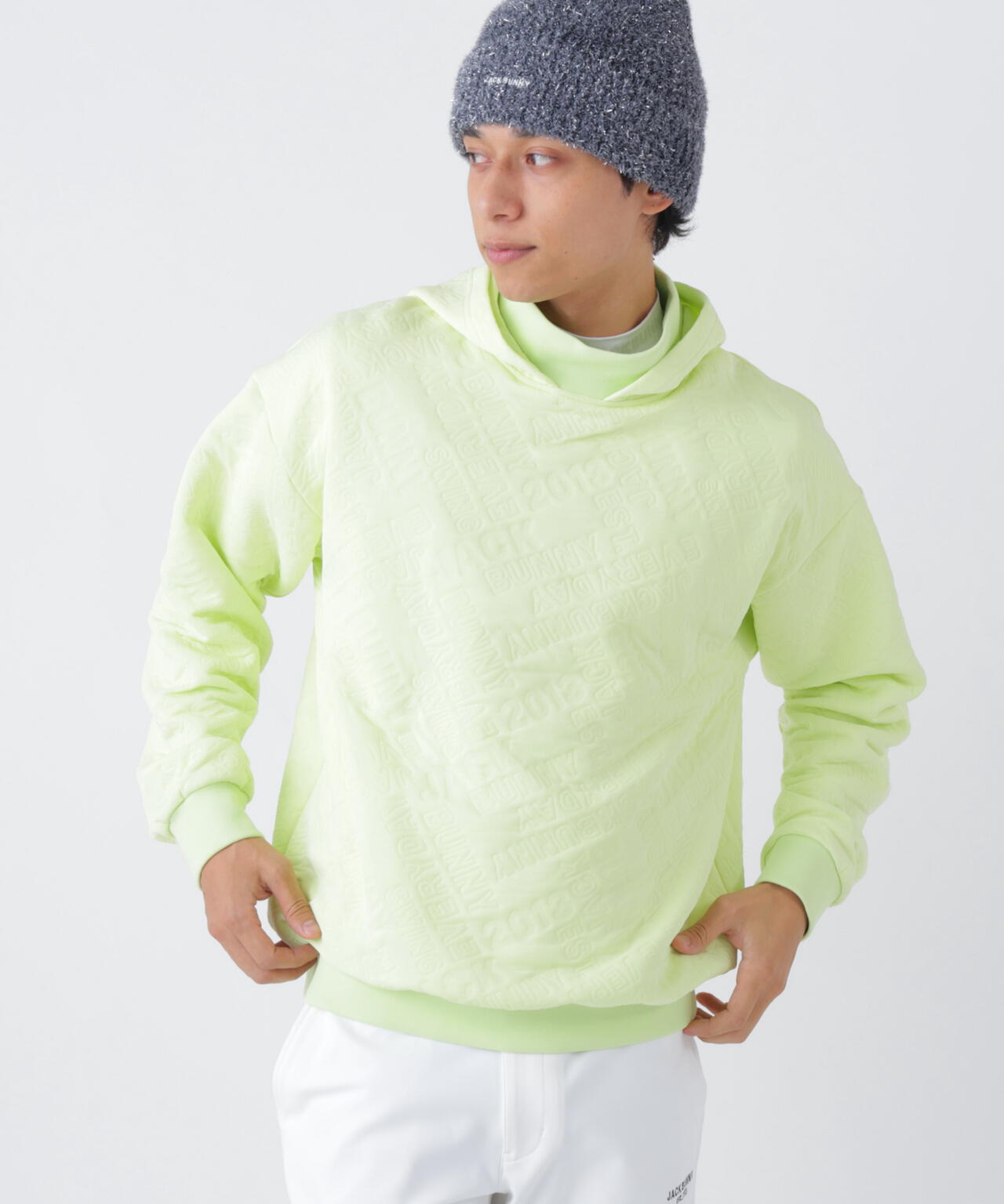 ロゴキルトジャージモックネックパーカー (MENS) | Jack Bunny ロゴキルトジャージモックネックパーカー (MENS) | Jack Bunny