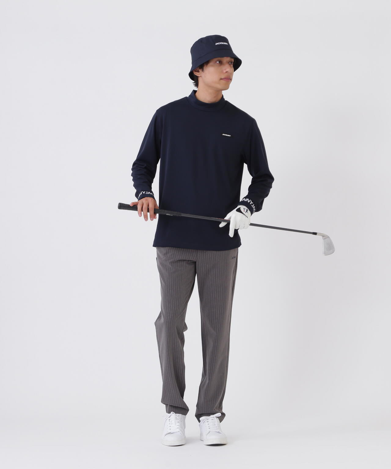 ソフトタッチ長袖モックネックカットソー (MENS)