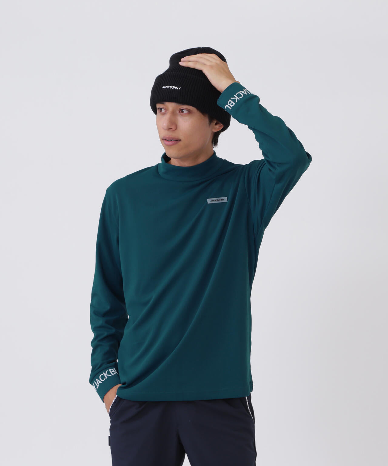 ソフトタッチ長袖モックネックカットソー (MENS)