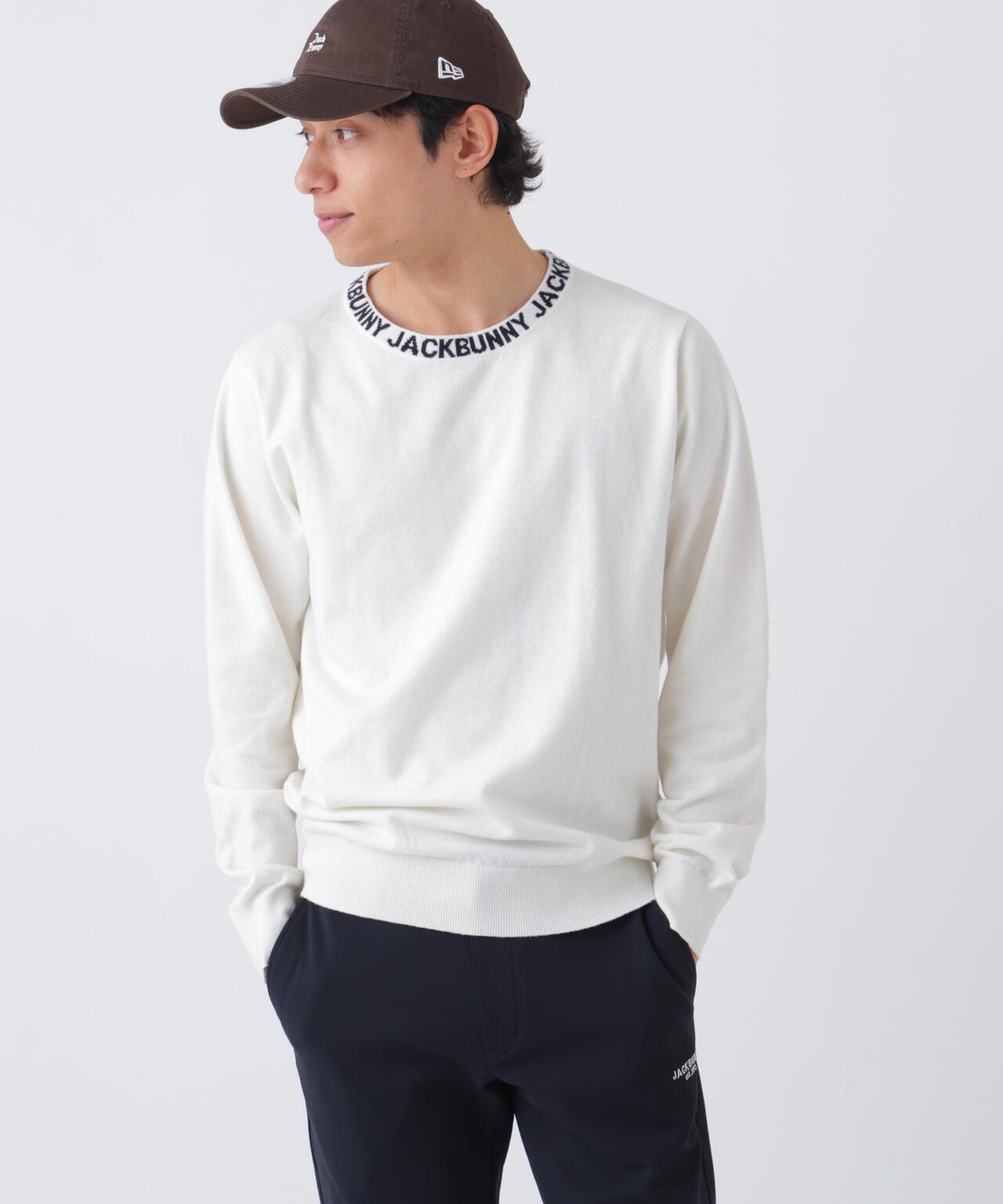カシミヤタッチクルーネックニットプルオーバー (MENS) | Jack Bunny