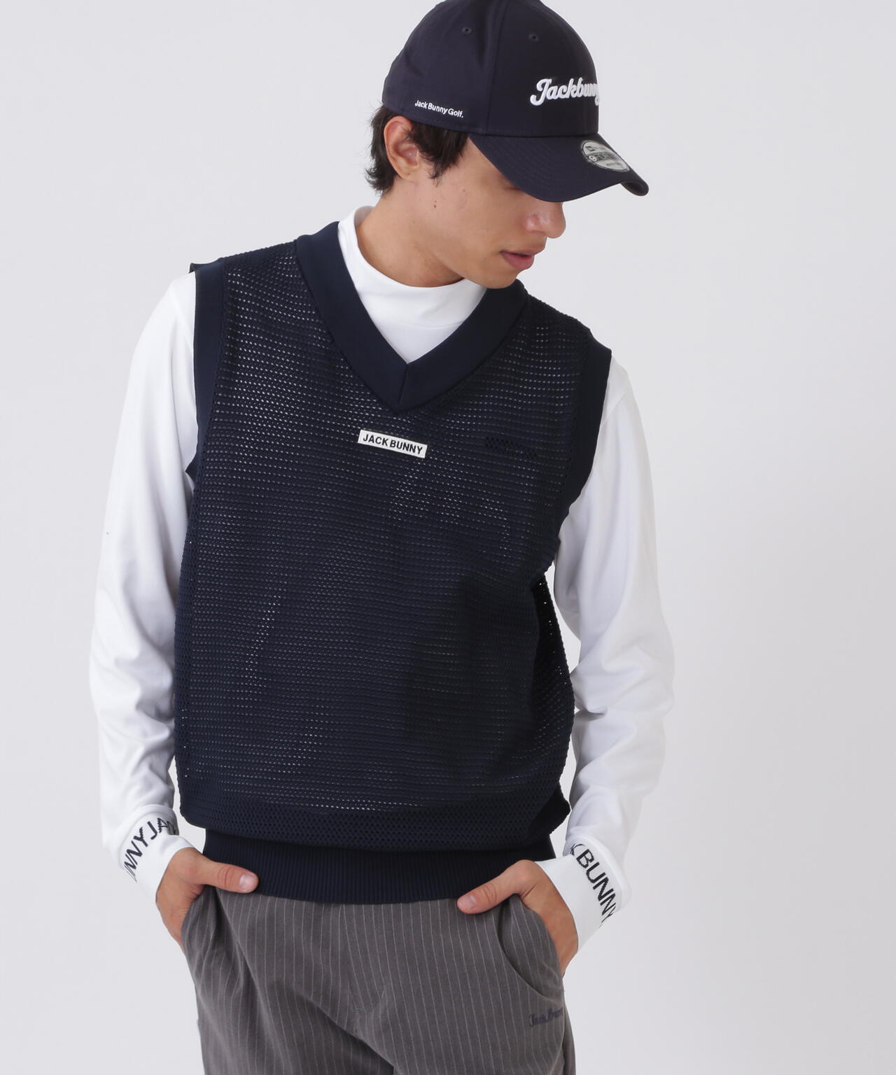 イージーケアキューブメッシュVネックニットベスト (MENS) | Jack
