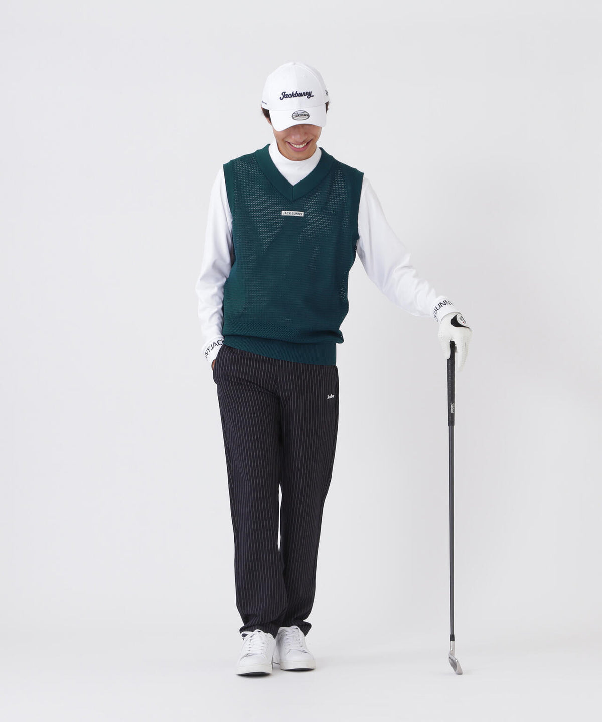 イージーケアキューブメッシュVネックニットベスト (MENS)