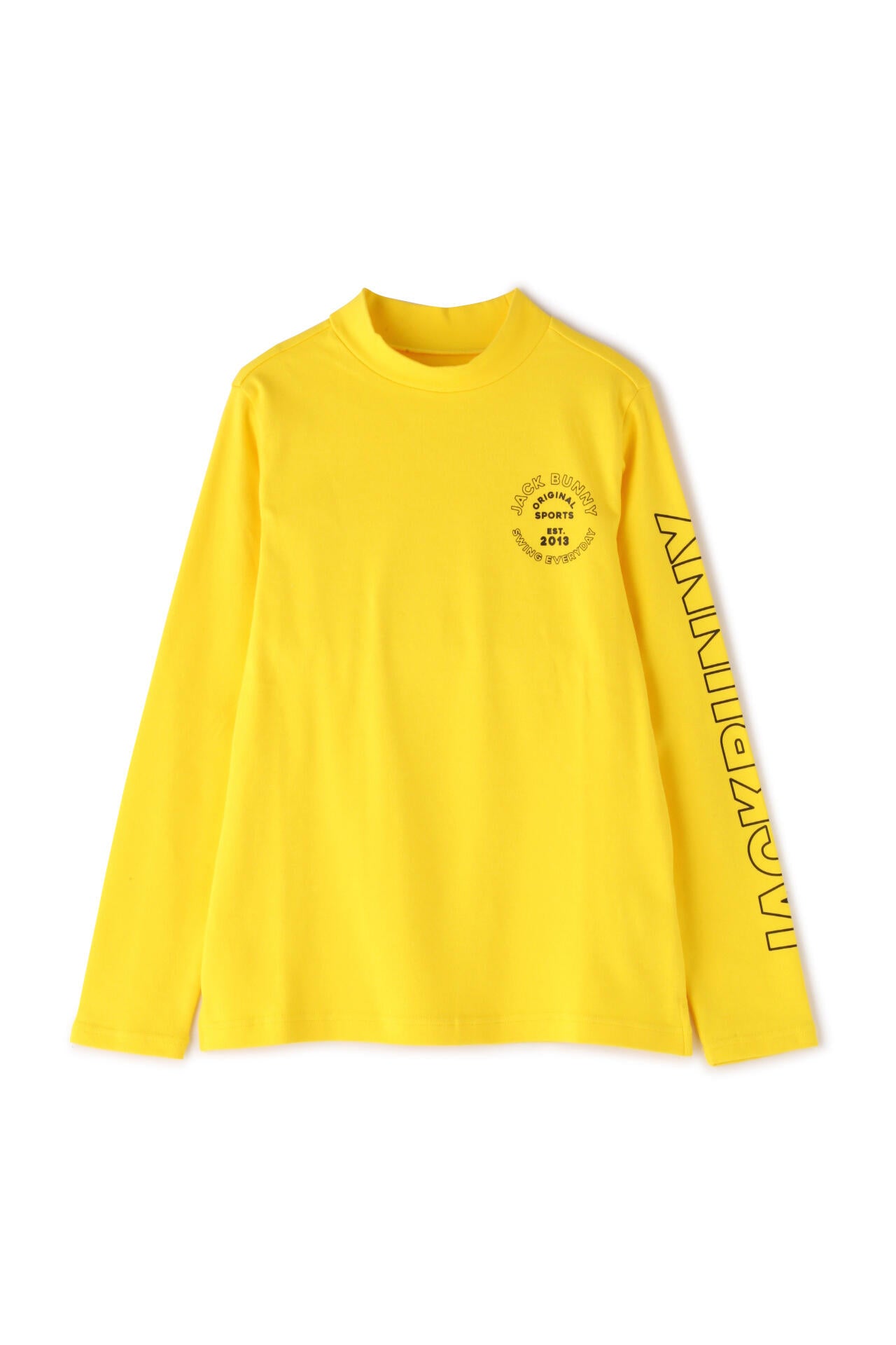 6 ジャックバニー ベアカノコ モックネック ハイネックカットソー ブラック ストレッチ天竺長袖ハイネックカットソー | Jack Bunny!!（ジャック