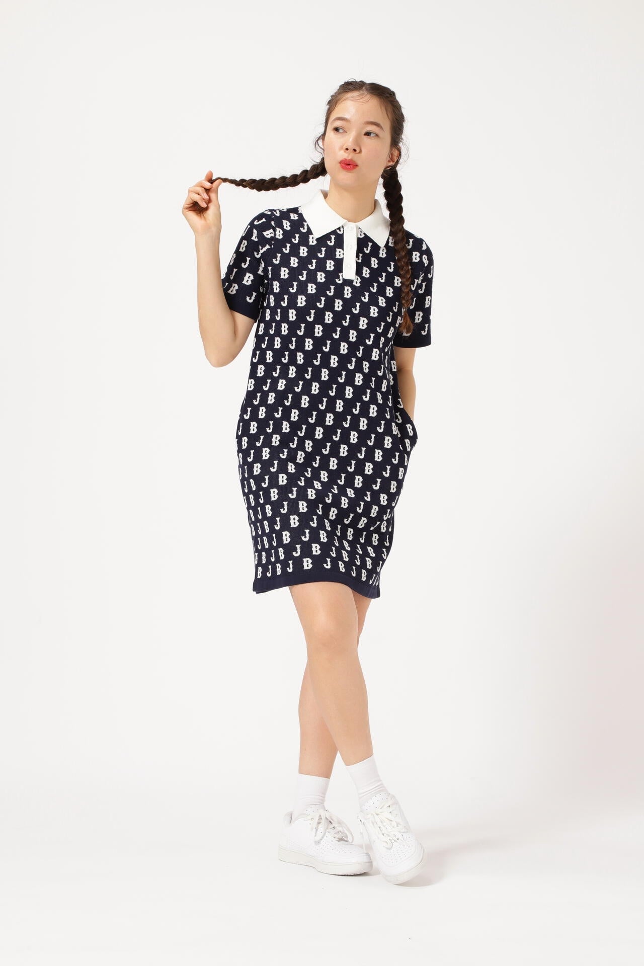 Jack Bunny!! 総柄ロゴ ポロワンピース 希少✦JackBunny!!ジャック