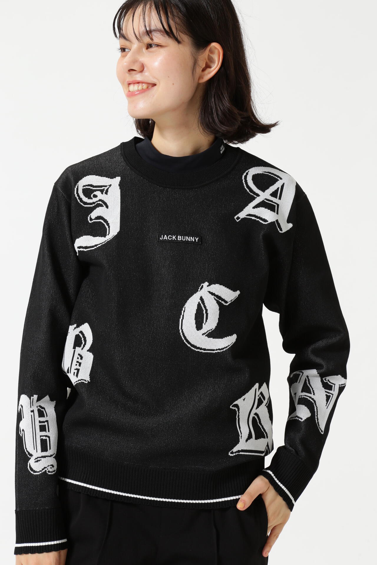 ゴシックロゴWジャガード クルーネックニット | Jack Bunny