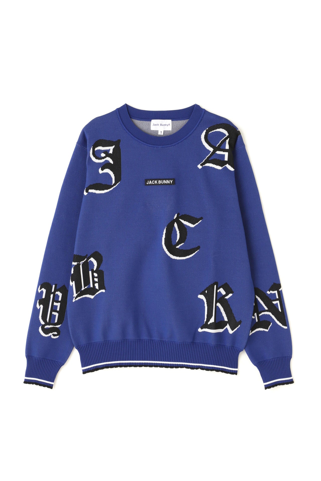 Jack Bunny!! ロゴセーター サイズ1 ゴシックロゴWジャガード クルーネックニット | Jack Bunny