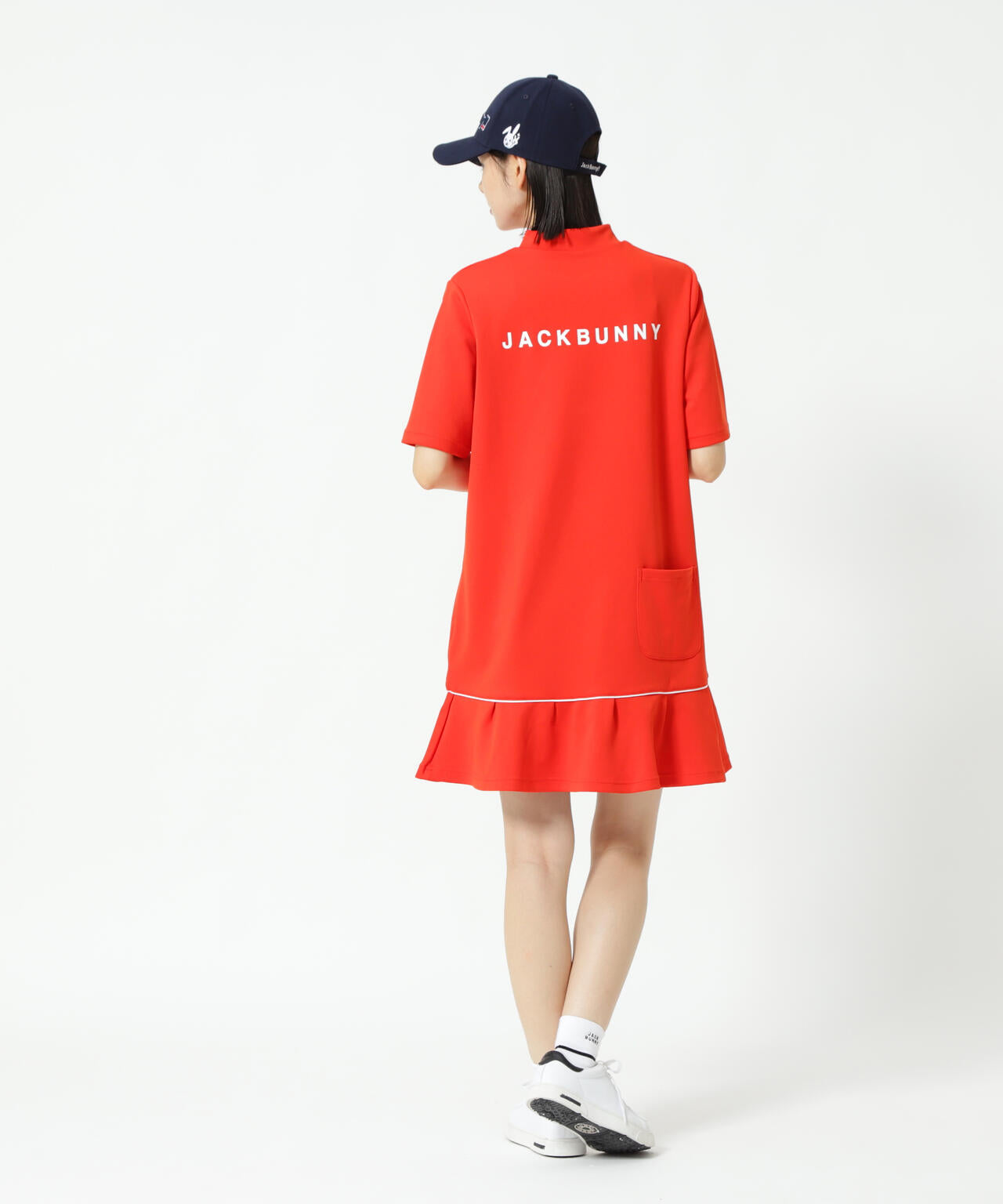 天竺ポンチ五分袖ワンピース