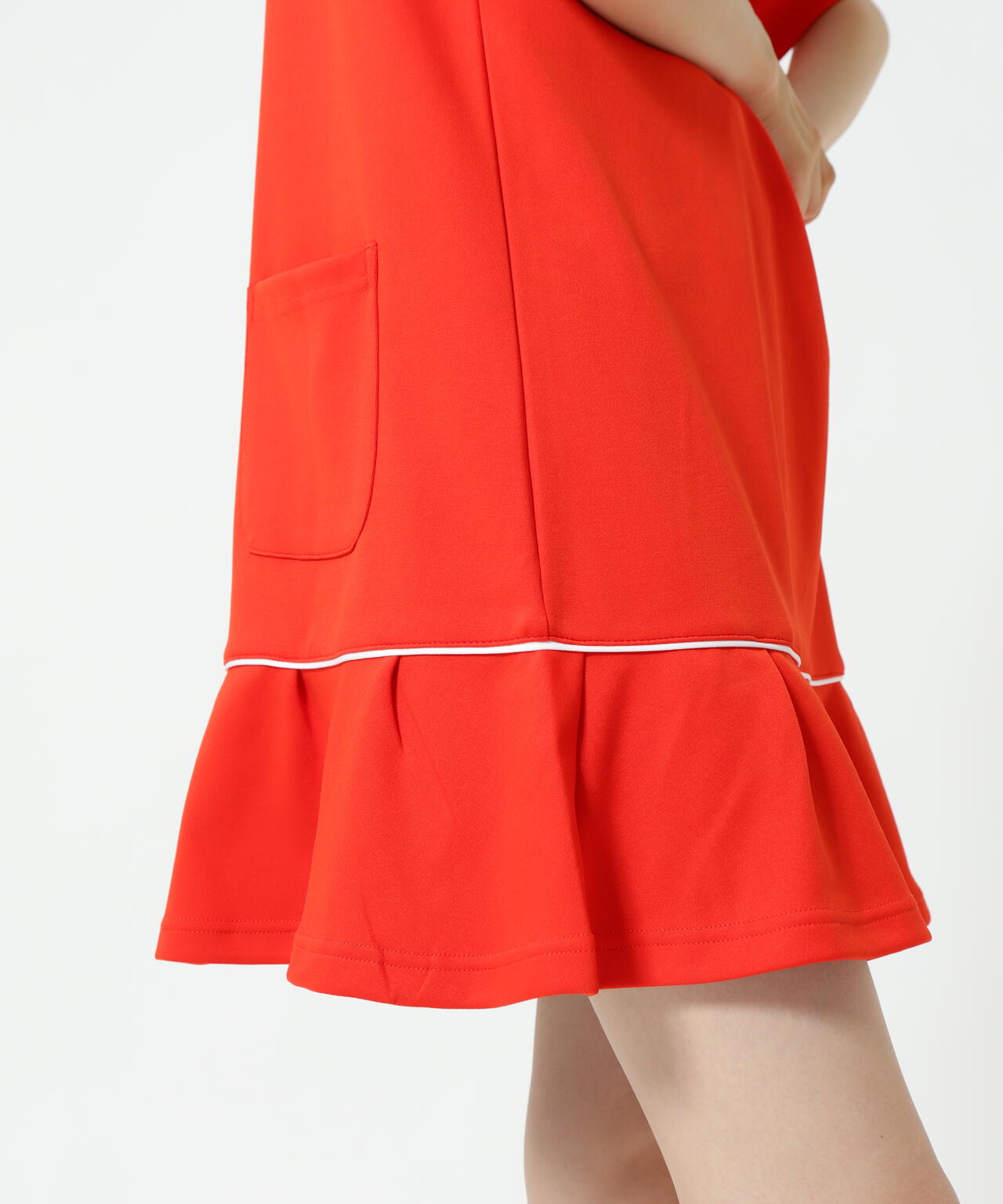 天竺ポンチ五分袖ワンピース