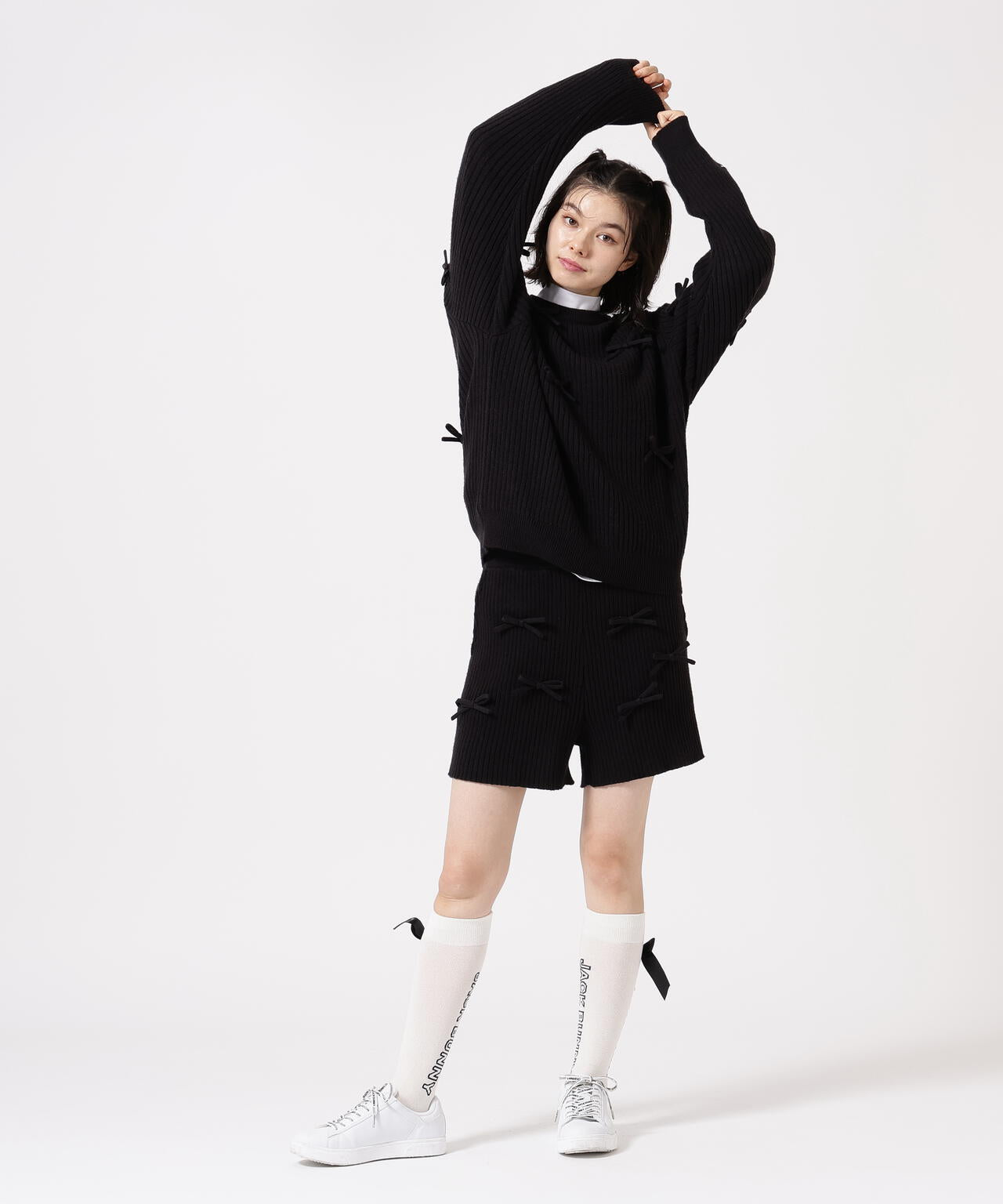 7G2PLY袋編み リボン付きニットショートパンツ | Jack Bunny