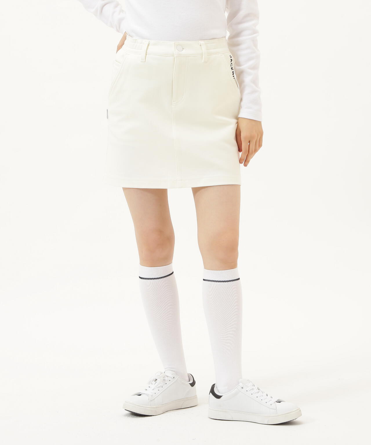 美品★JACK BUNNY ★インナー付 ロゴ入りストレッチスカート★サイズ1 ストレッチ二重織プリント スカート | Jack Bunny!!（ジャック