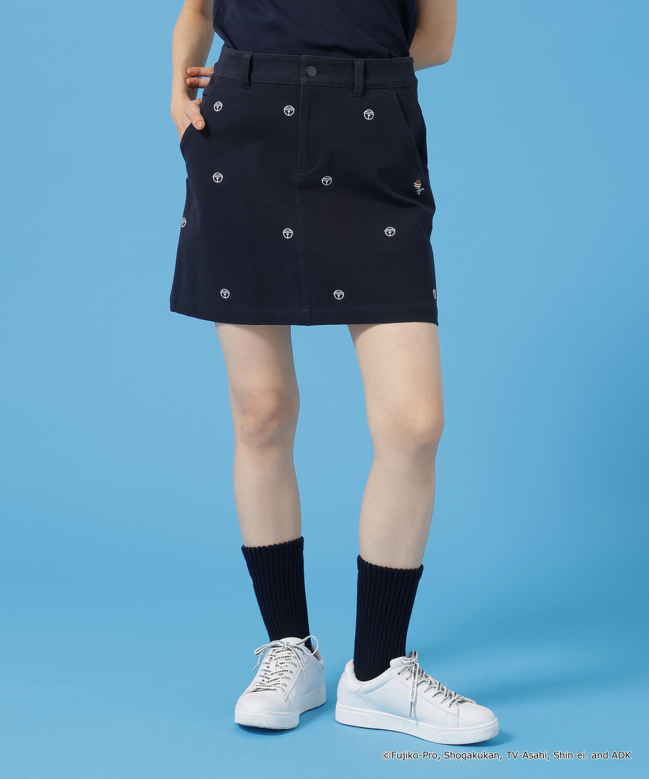 【新品】Jack Bunny!! ドラえもん スカート ドラえもん】2WAYストレッチツイル総柄スカート | Jack Bunny