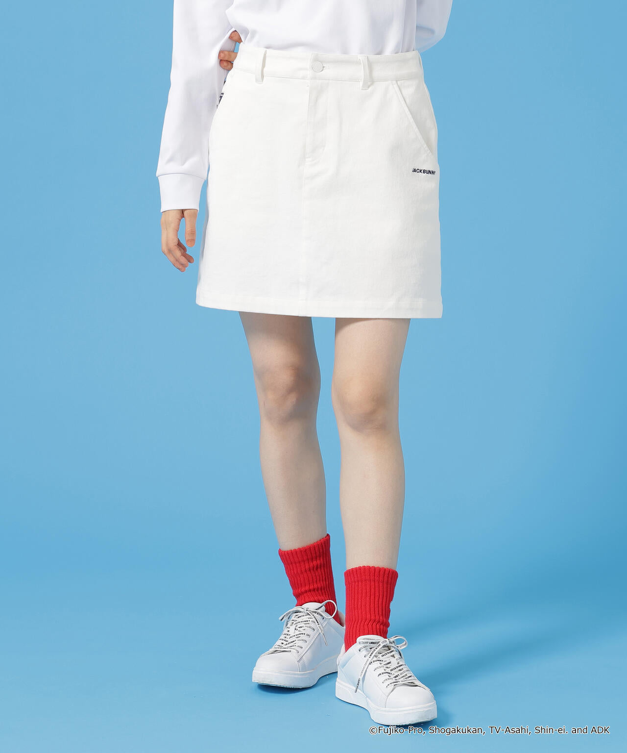 ♡momo♡　新品　ジャックバニー　スカート　春夏　ストレッチ　ホワイト ドラえもん】2WAYストレッチツイルスカート | Jack Bunny!!（ジャック