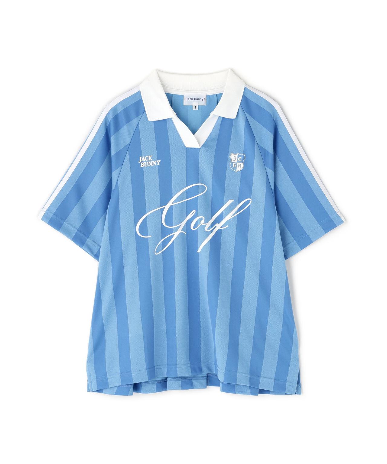 ストライプジャガード半袖ポロシャツ