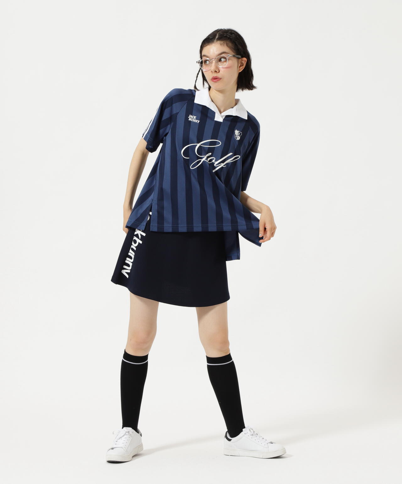 ストライプジャガード半袖ポロシャツ