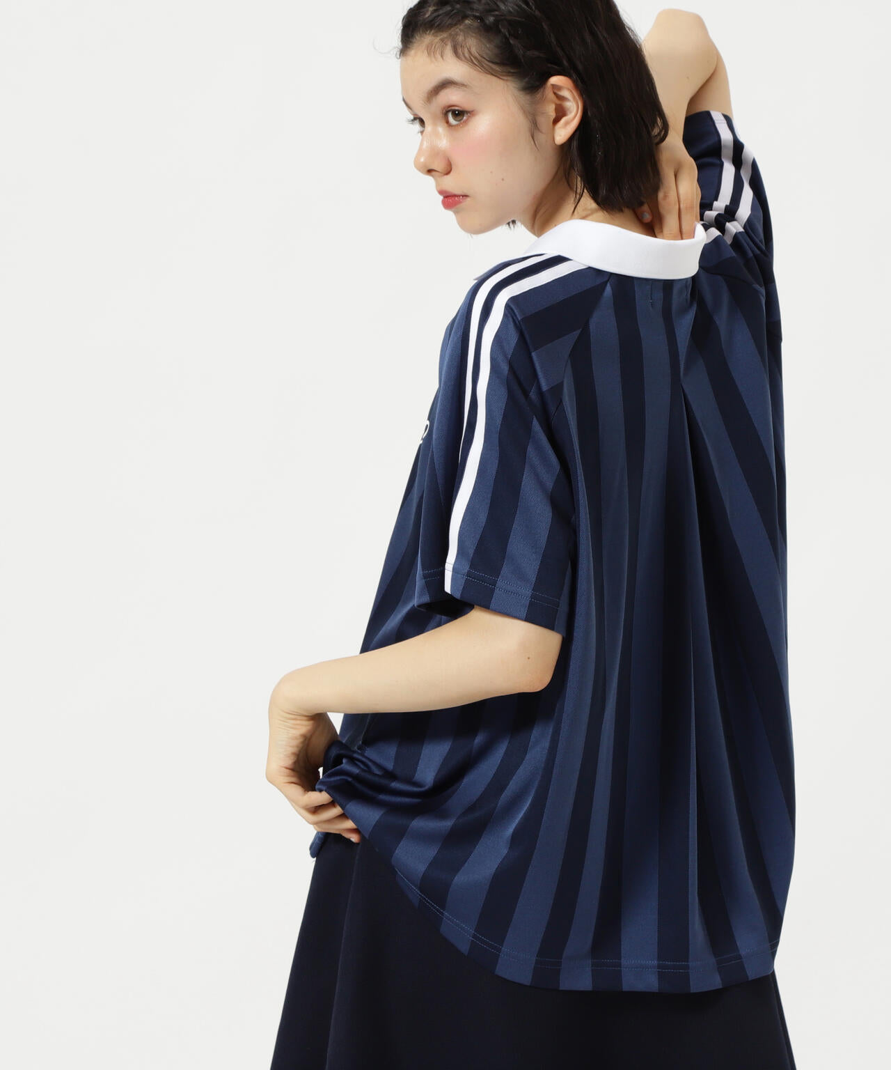 ストライプジャガード半袖ポロシャツ