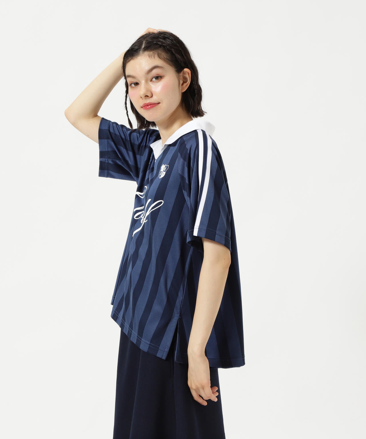 ストライプジャガード半袖ポロシャツ