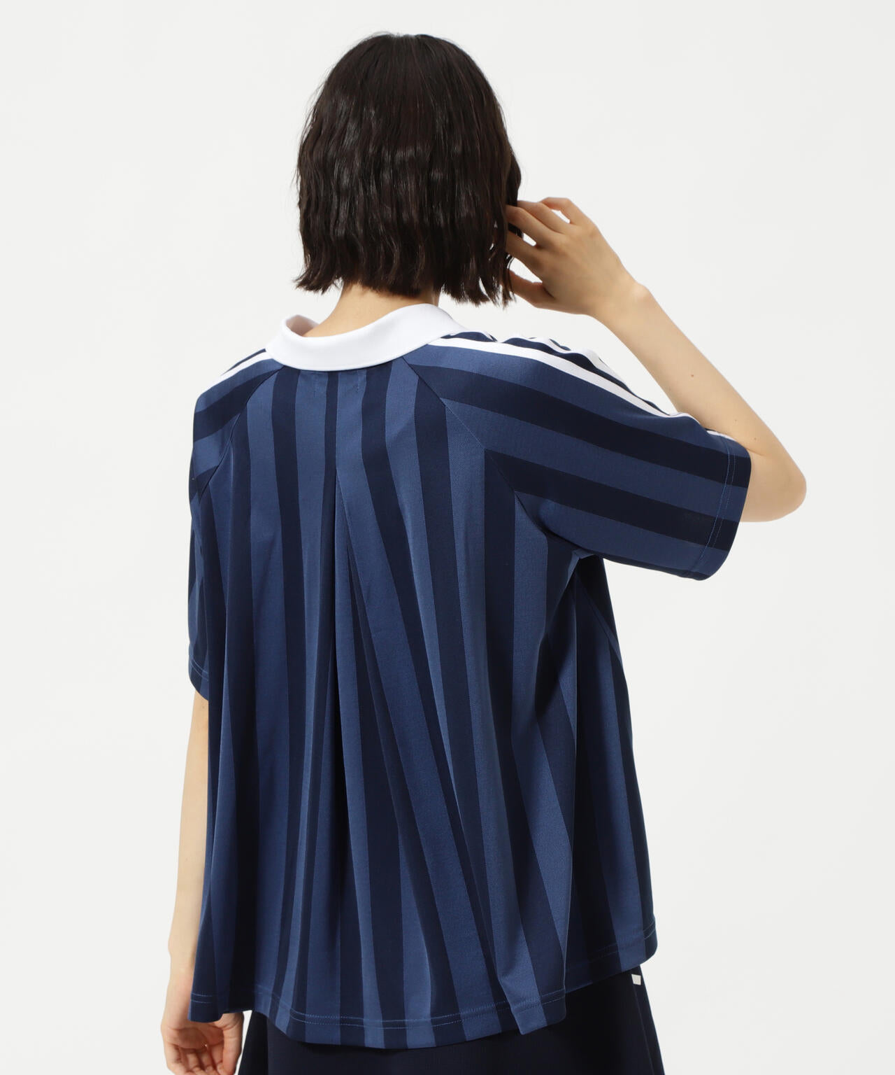 ストライプジャガード半袖ポロシャツ