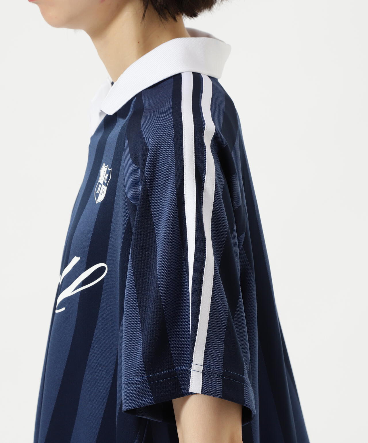 ストライプジャガード半袖ポロシャツ