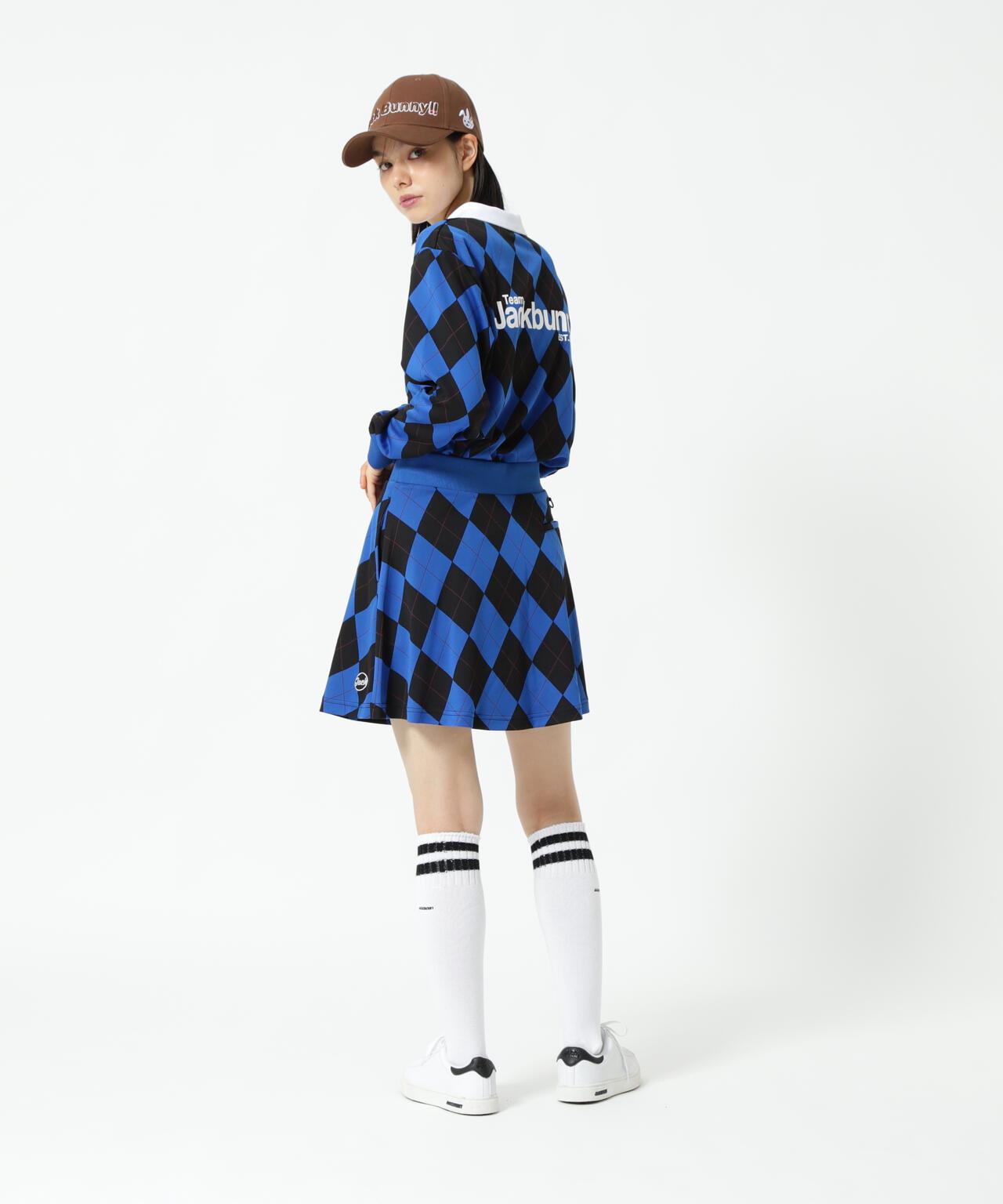 アーガイルジャガード長袖ポロシャツ