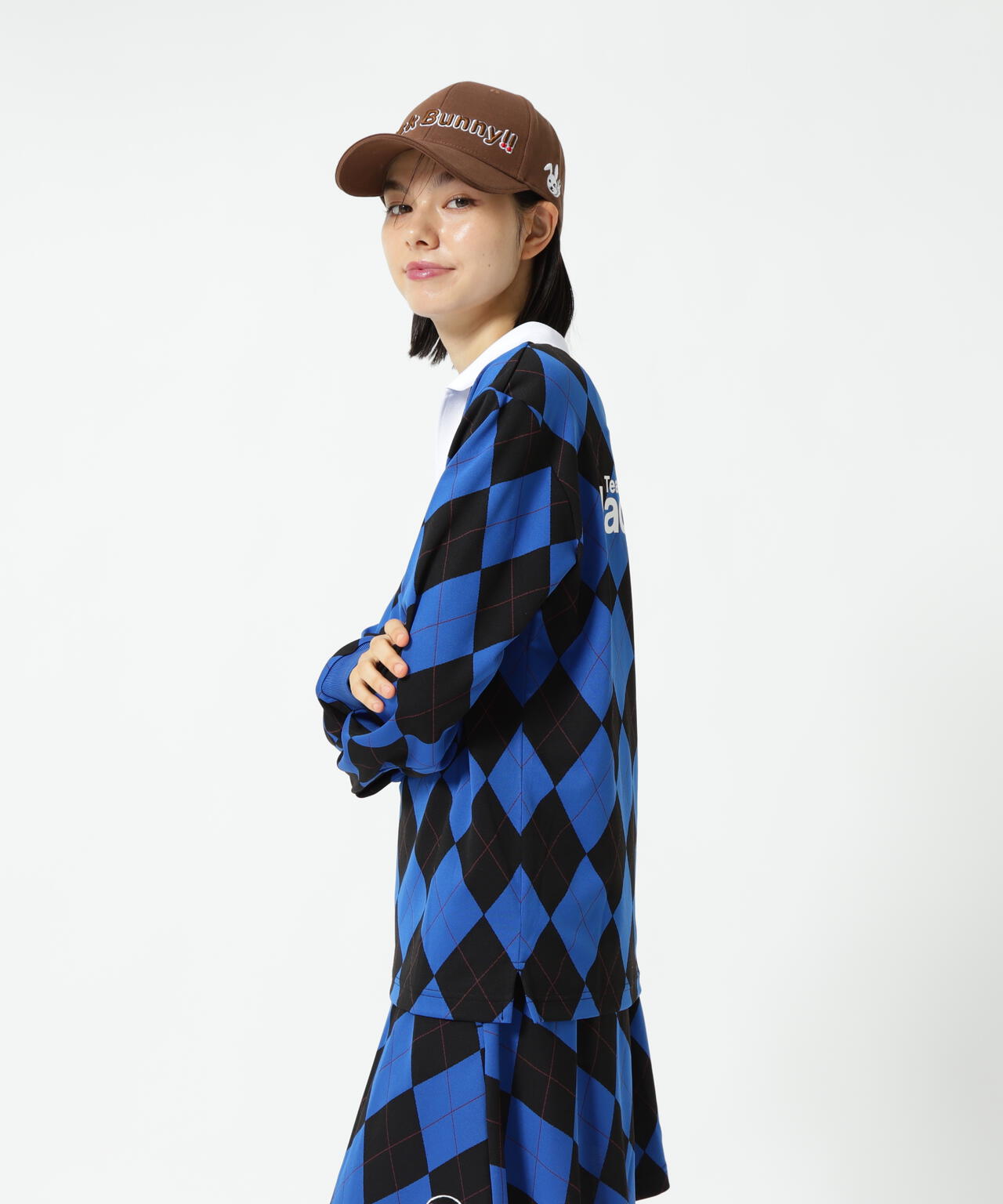 アーガイルジャガード長袖ポロシャツ