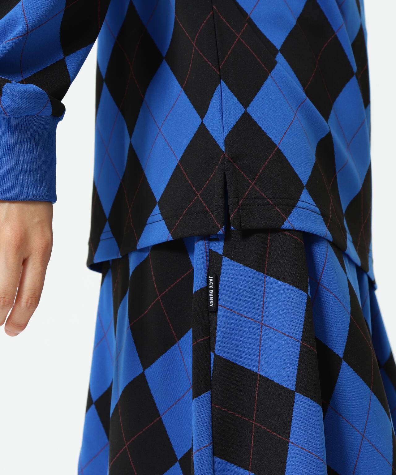 アーガイルジャガード長袖ポロシャツ