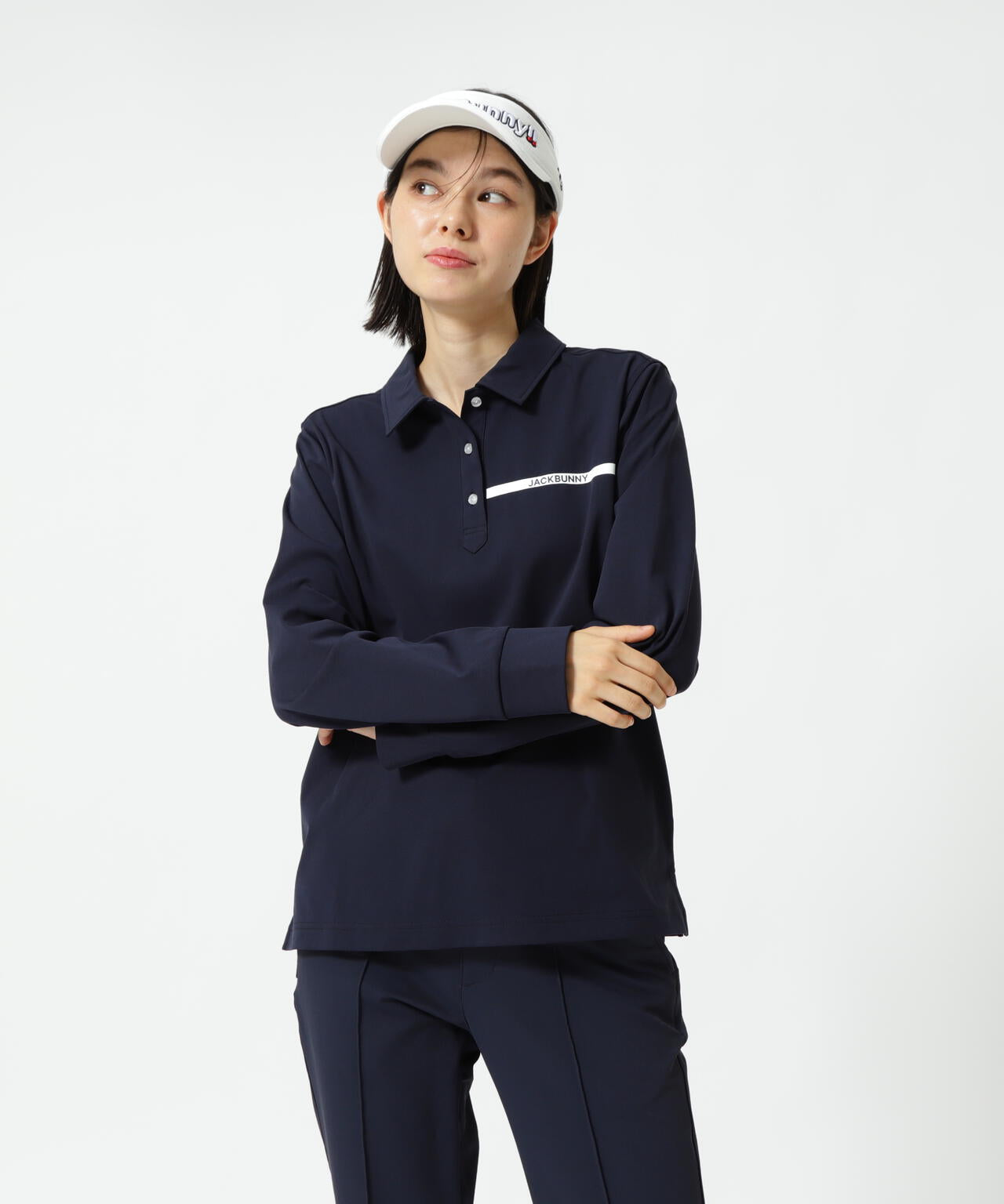 値下げ【美品】Jack Bunny 長袖ポロシャツ （ネイビー） 23Gスムース長袖ポロシャツ | Jack Bunny!!（ジャックバニー