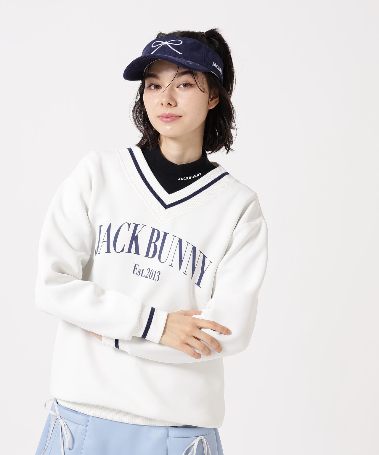 【新品タグ付】JACKBUNNY ジャックバニー 長袖 スウェット 白 黒 青 PEダンボール天竺 長袖Vネックスウェット | Jack Bunny