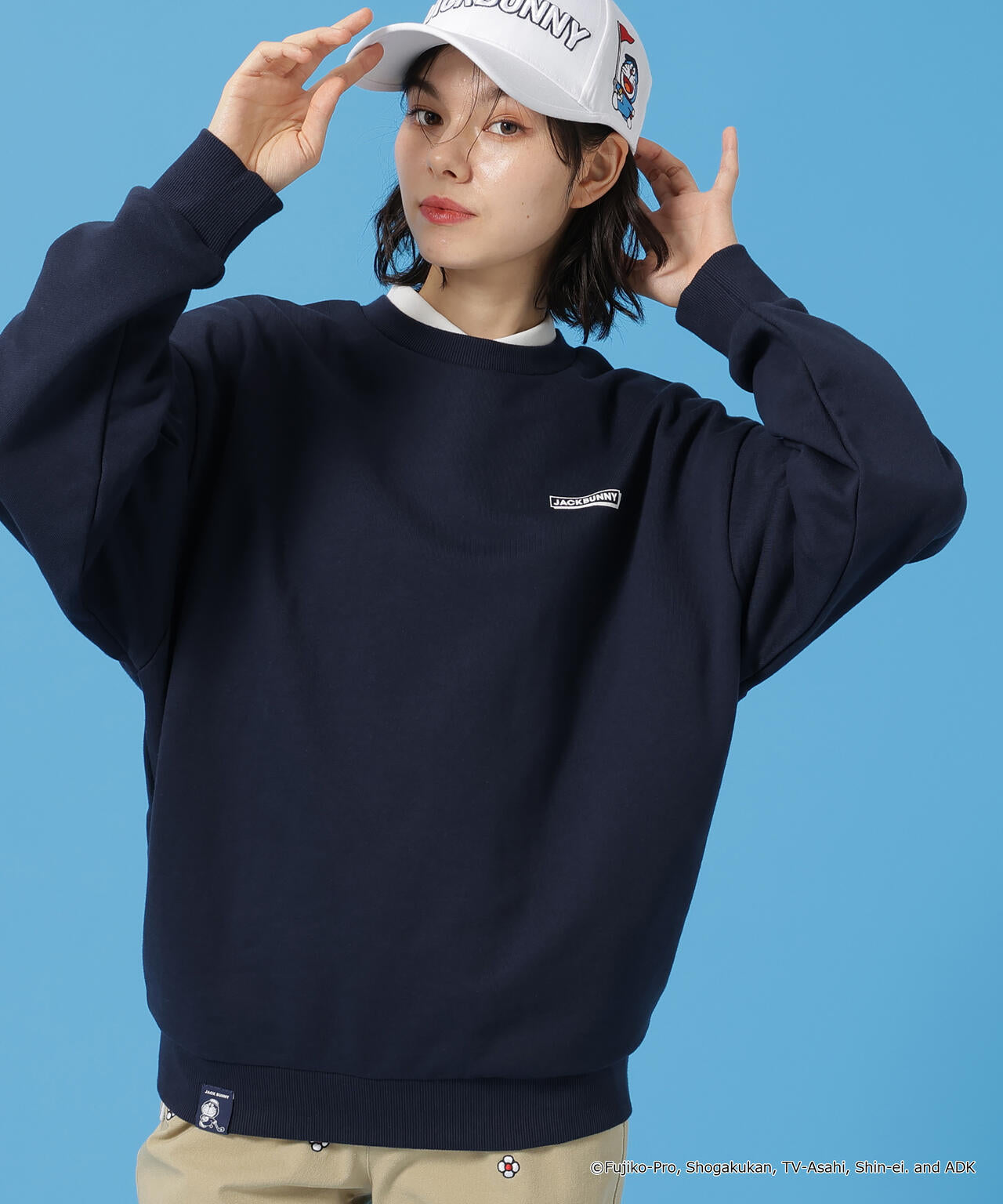 JACK BUNNY ジャックバニー 長袖ニット ドラえもん ネイビー系 5 [240001318979]【中古】メンズ ジャックバニー] メンズ クルーネックニット [コラボ商品] ⁄ ゴルフ