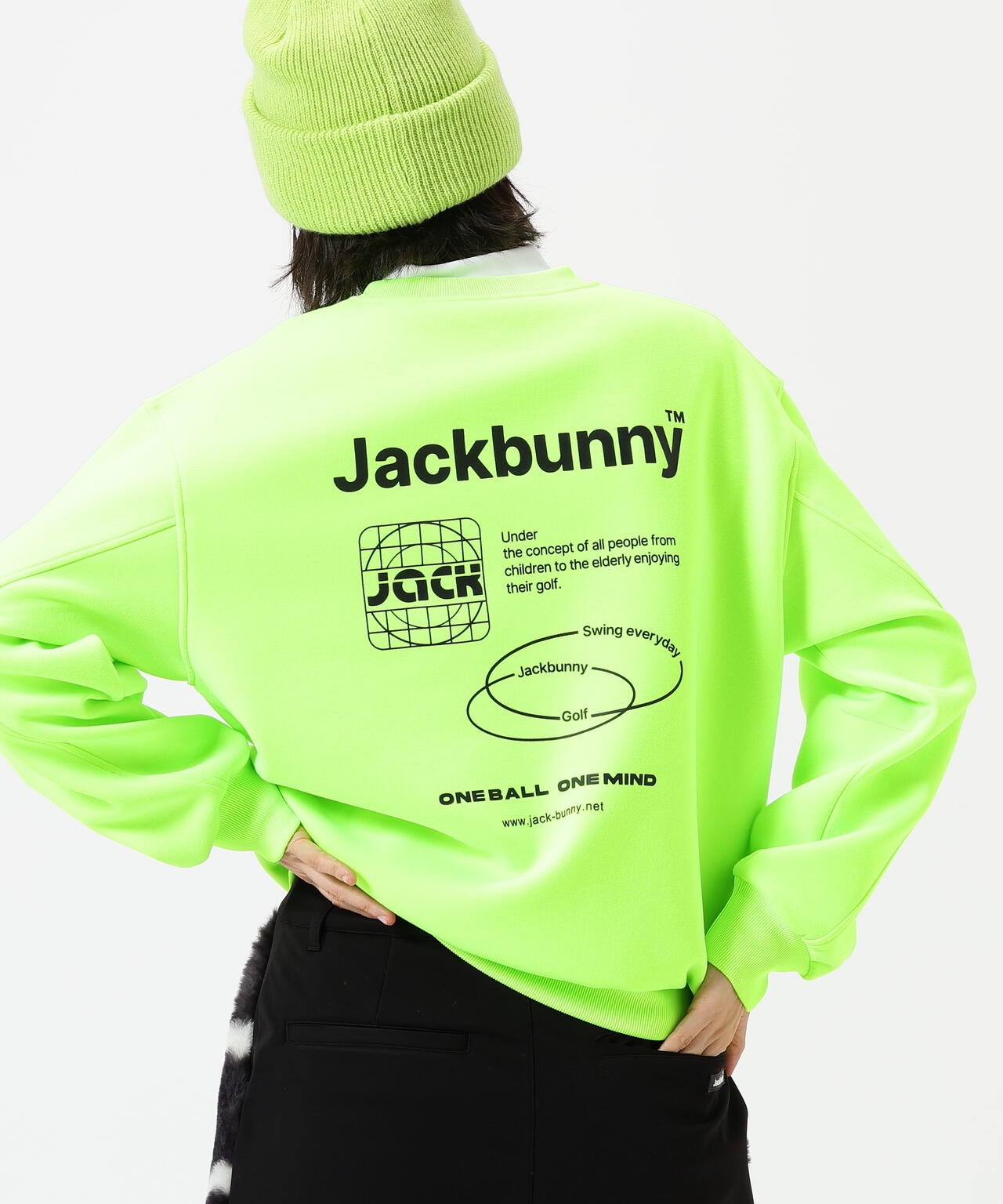 新品タグ付きJack Bunny ワンポイントボックスロゴ　コットンニット　LL 新品タグ付きJack Bunny ワンポイントボックスロゴ コットンニット LL