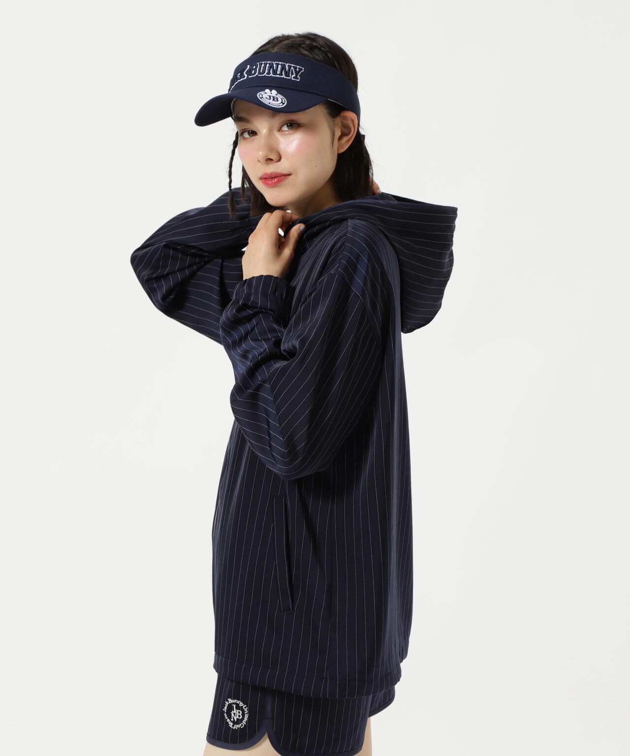 先染めストライプパーカー