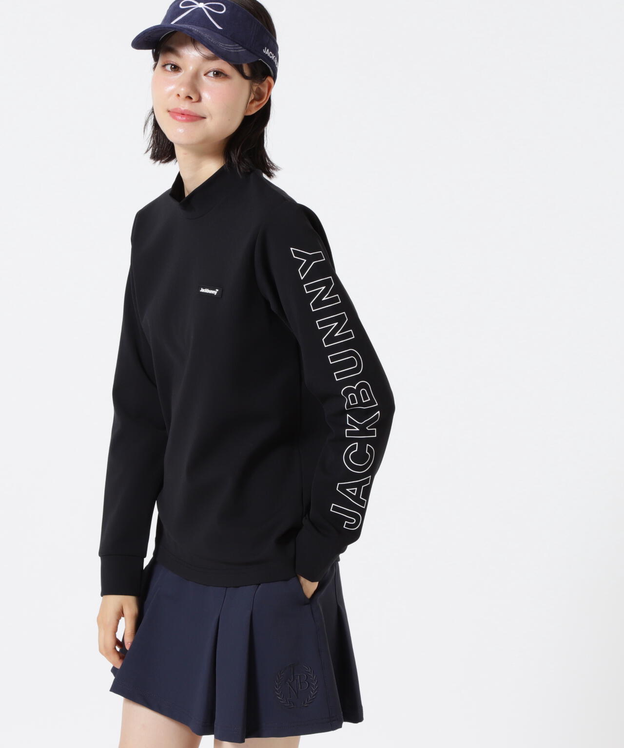 ストレッチ天竺長袖ハイネックカットソー