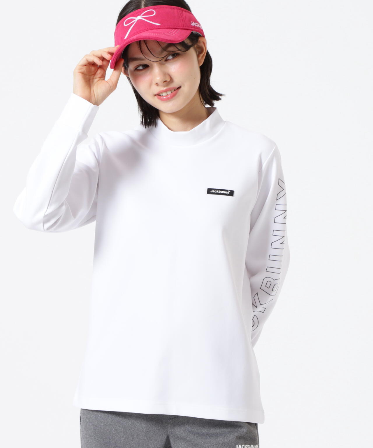 Jack Bunny ハイネックシャツ　ホワイト5サイズ ストレッチ天竺長袖ハイネックカットソー | Jack Bunny