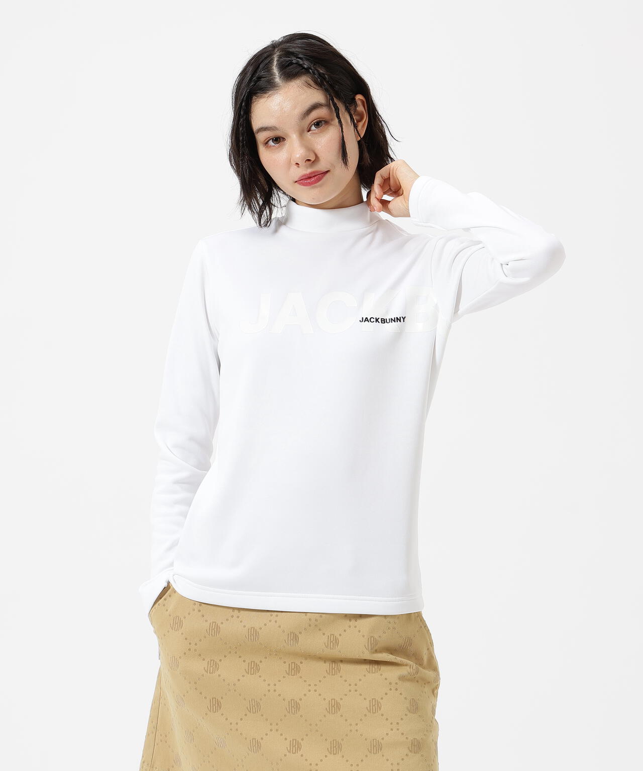 KARUISHI 長袖モックネックカットソー