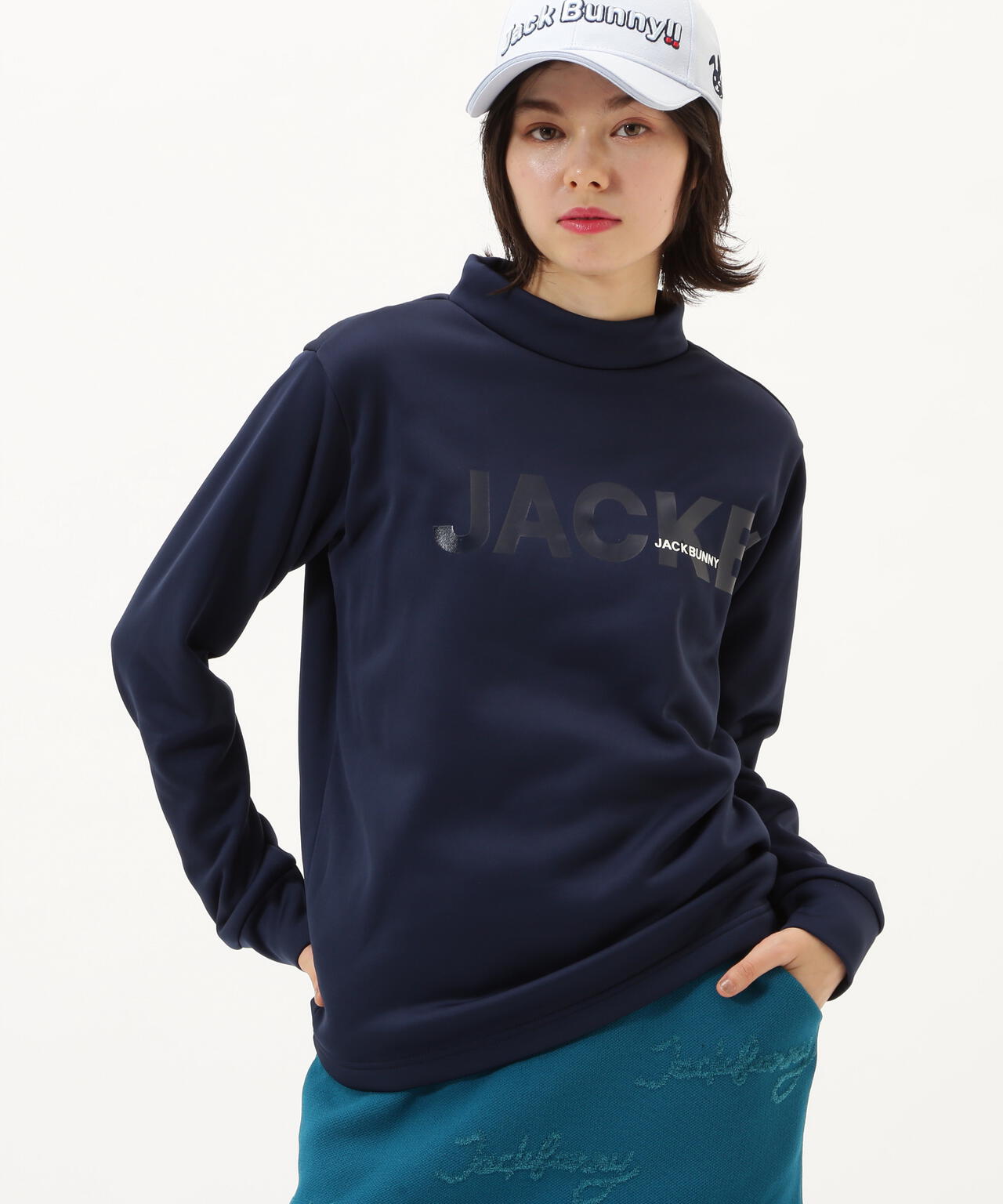 新品 パーリーゲイツ ジャックバニー KARUISHI カットソー(5)L/紺 KARUISHI 長袖モックネックカットソー | Jack Bunny!!（ジャックバニー